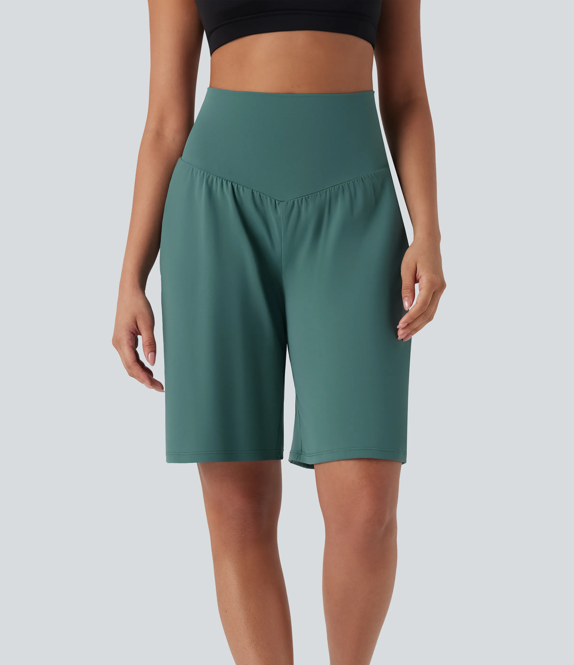 Halara Bermudas Softlyzero™ Airy yoga tiro alto múltiple bolsillo tacto fresco - Blue Spruce - S sold by Halara product image thumbnail 2