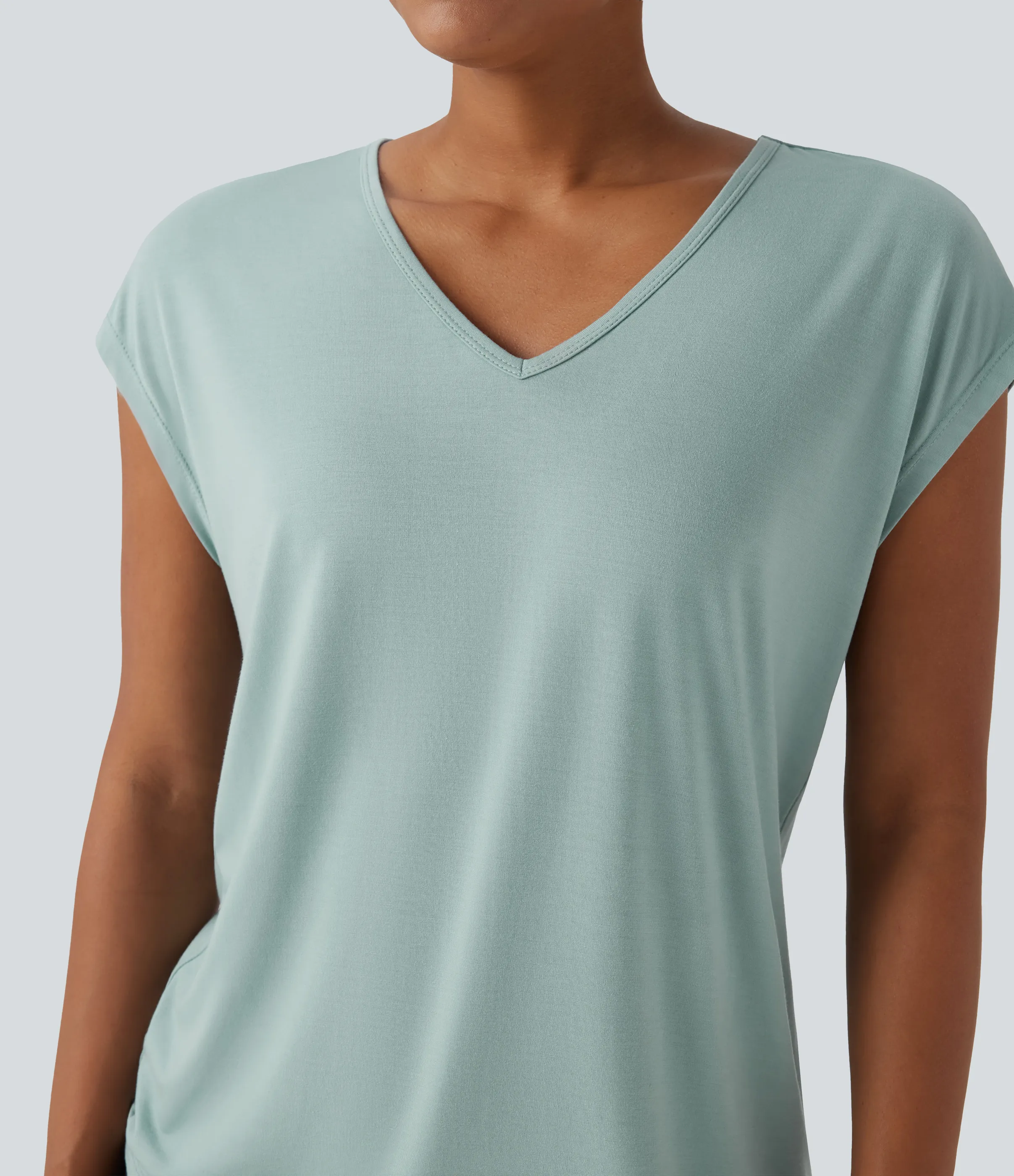 Halara Camiseta casual de manga corta con cuello en V - Blue Surf - M sold by Halara product image thumbnail 5