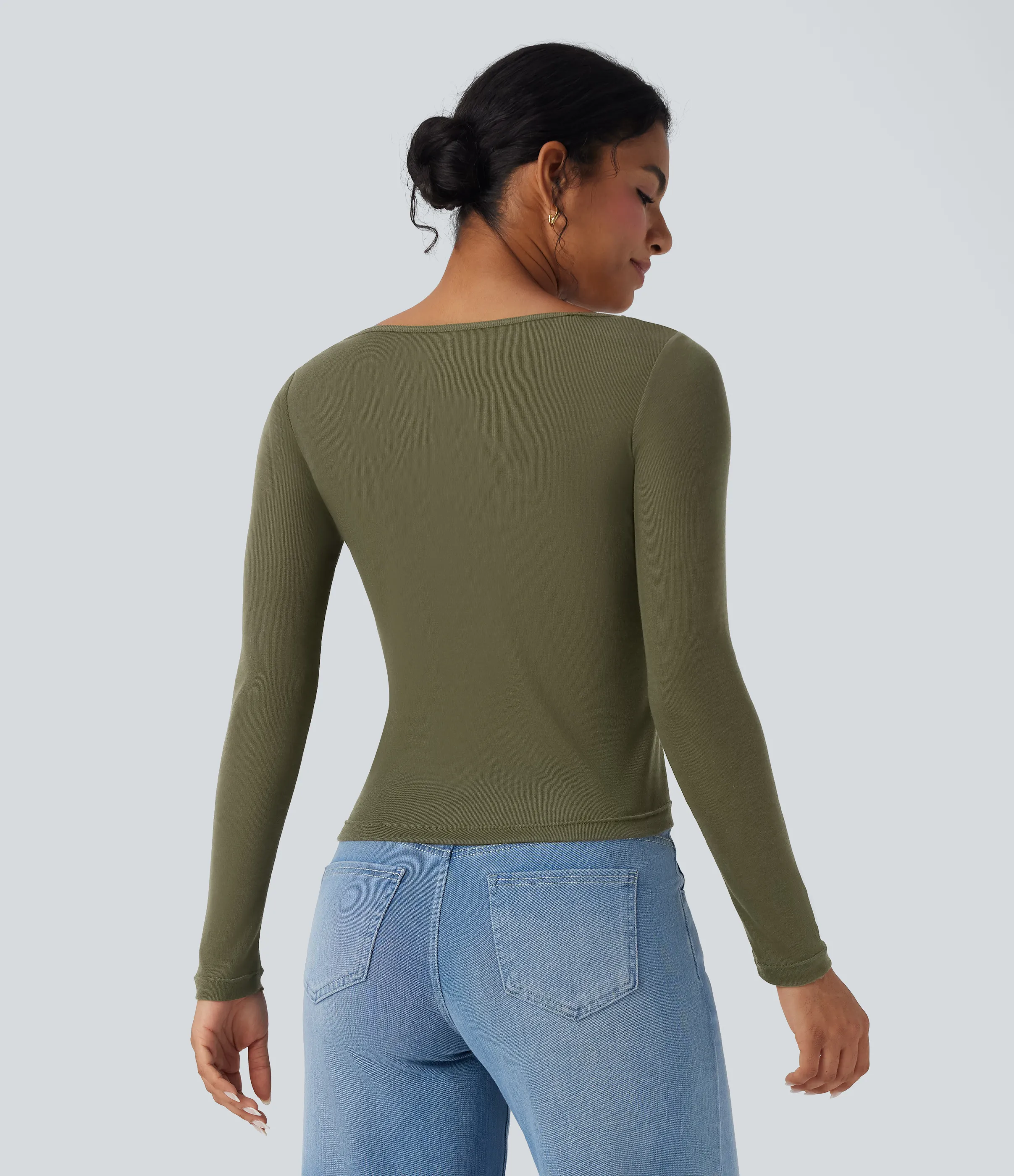 Halara Top casual fruncido de lana con cuello vuelto y manga larga - Winter Moss - XS sold by Halara product image thumbnail 3