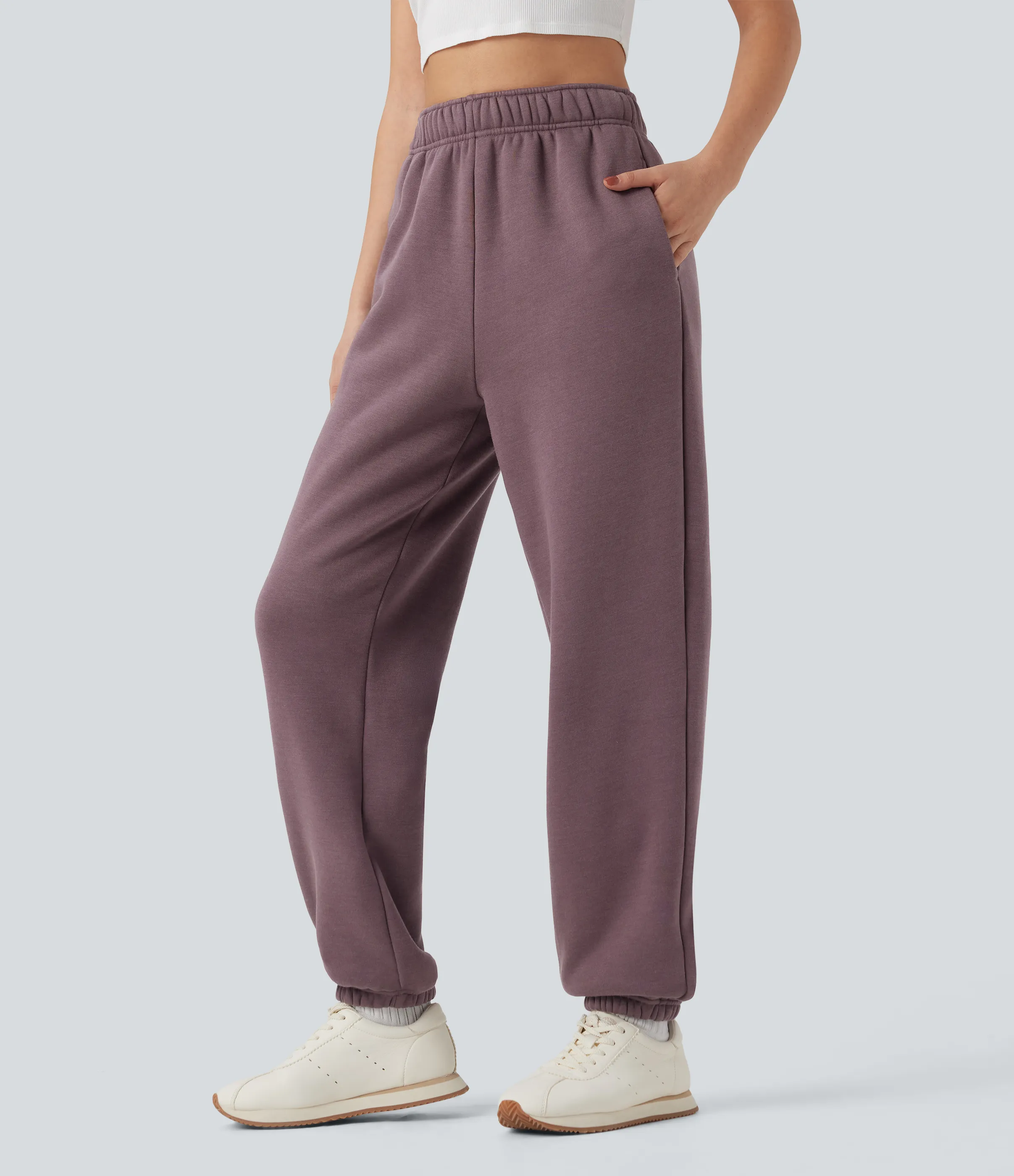 Halara Joggers casuales de polar con tiro alto y cordón interior con bolsillos - Flint - M(regular) sold by Halara product image thumbnail 4