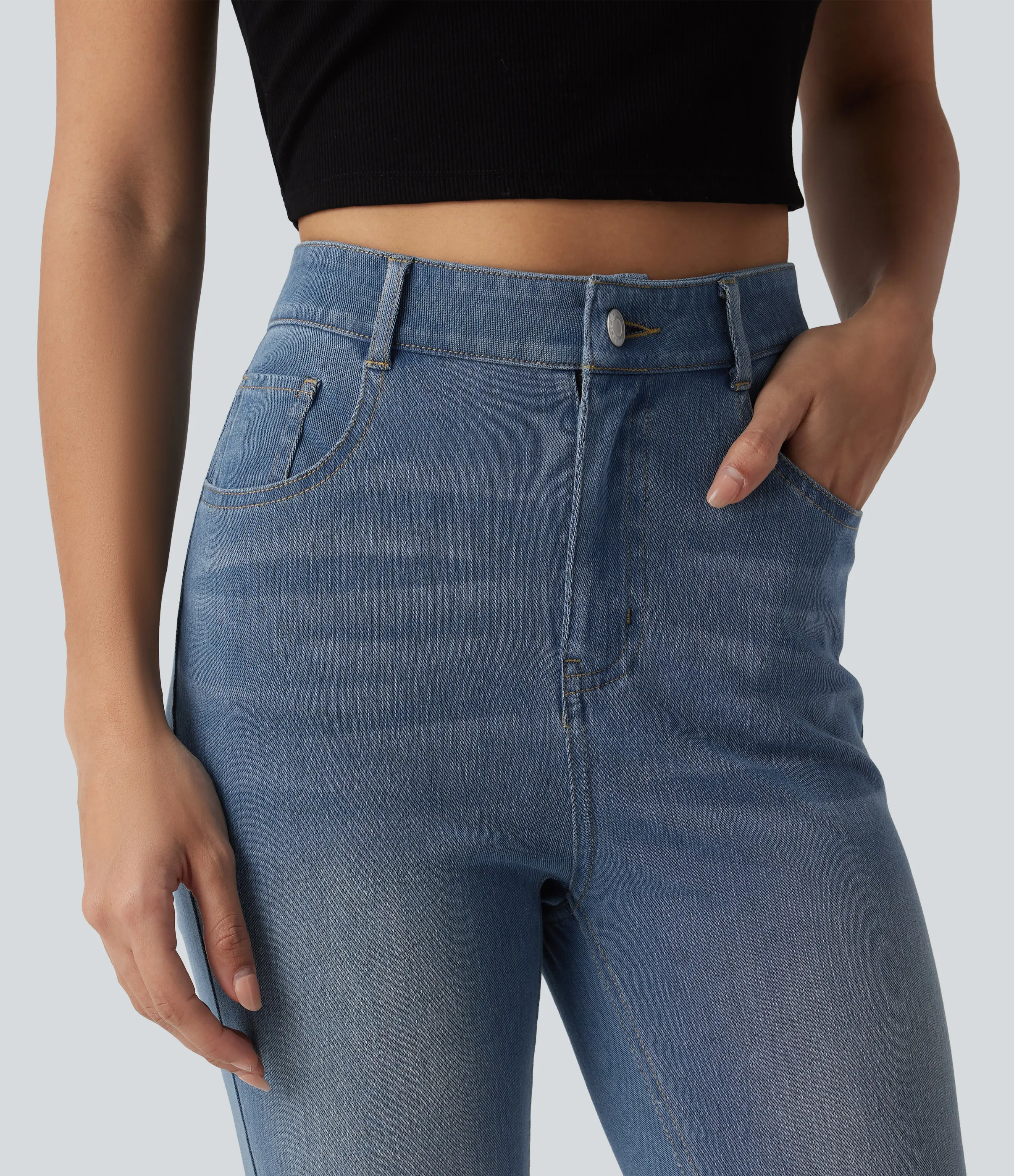 Halara Jeans ajustados casuales Halara Flex™ de tiro alto con bolsillos - Blue Jasper Denim - XS(regular) sold by Halara product image thumbnail 5