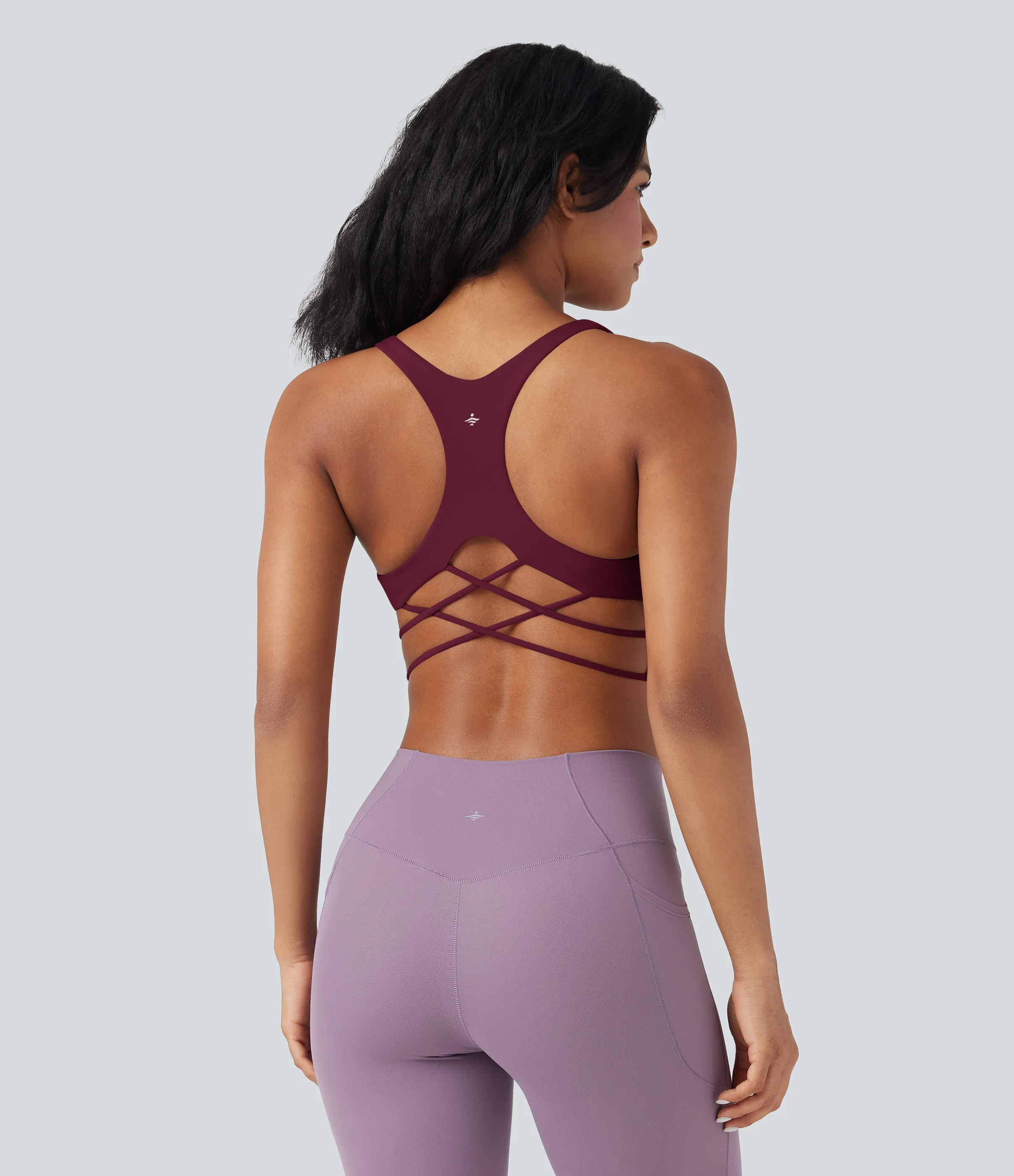 Halara Brasier deportivo de sujeción baja para yoga tipo racerback con tirantes cruzados en copas A-C - Deep Wine - M sold by Halara product image thumbnail 4