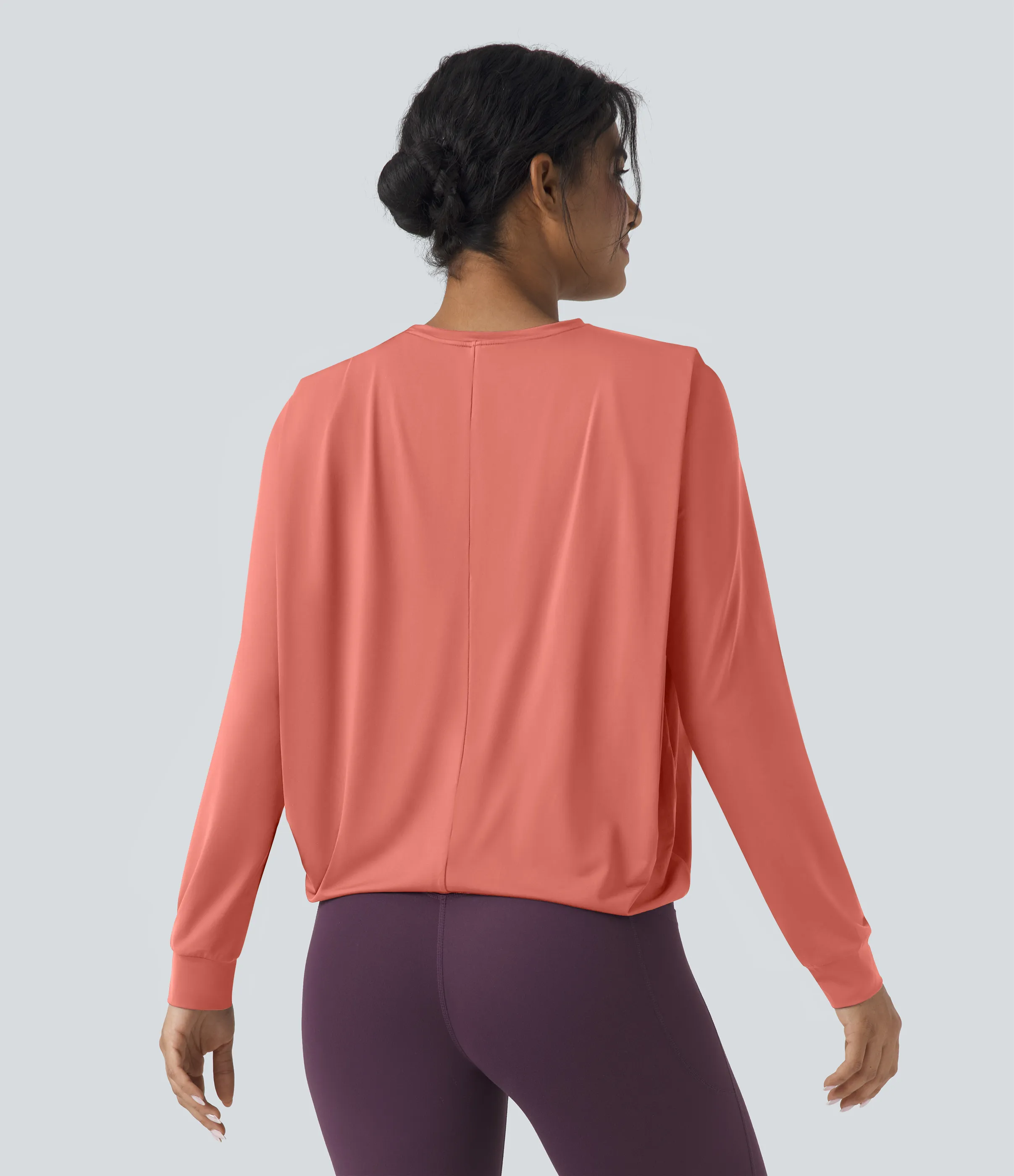 Halara Top deportivo de yoga fruncido de manga larga con cuello redondo - UPF50+ - Fusion Coral - XL sold by Halara product image thumbnail 3