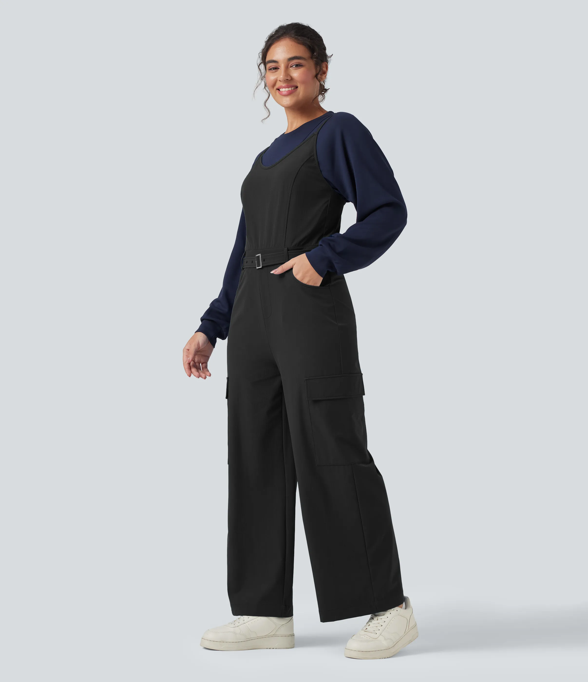 Halara Jumpsuit de senderismo con cinturón y bolsillos - Black - M(regular) sold by Halara product image thumbnail 4