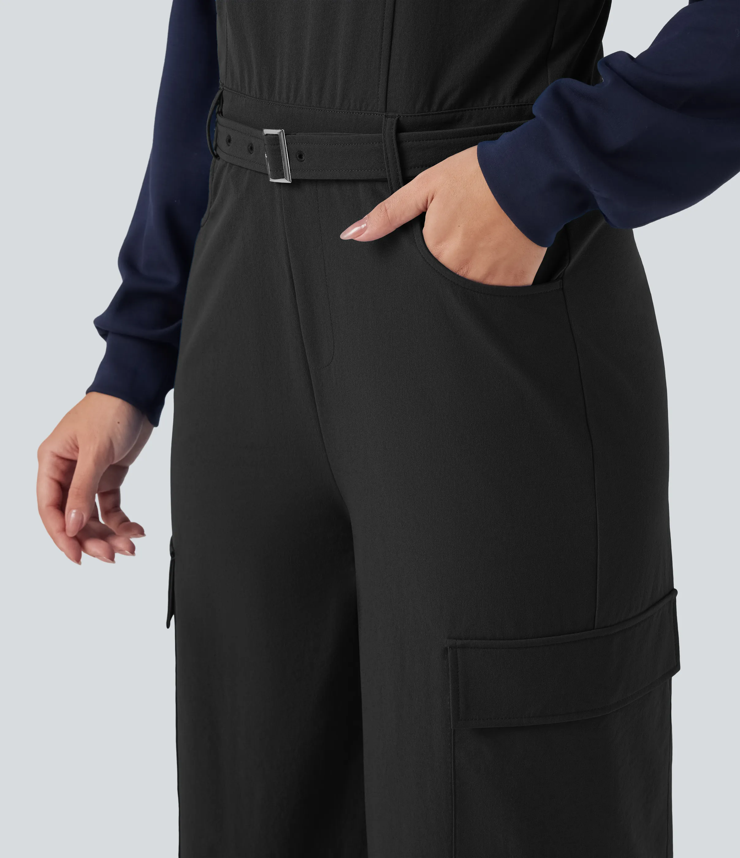 Halara Jumpsuit de senderismo con cinturón y bolsillos - Black - M(regular) sold by Halara product image thumbnail 5