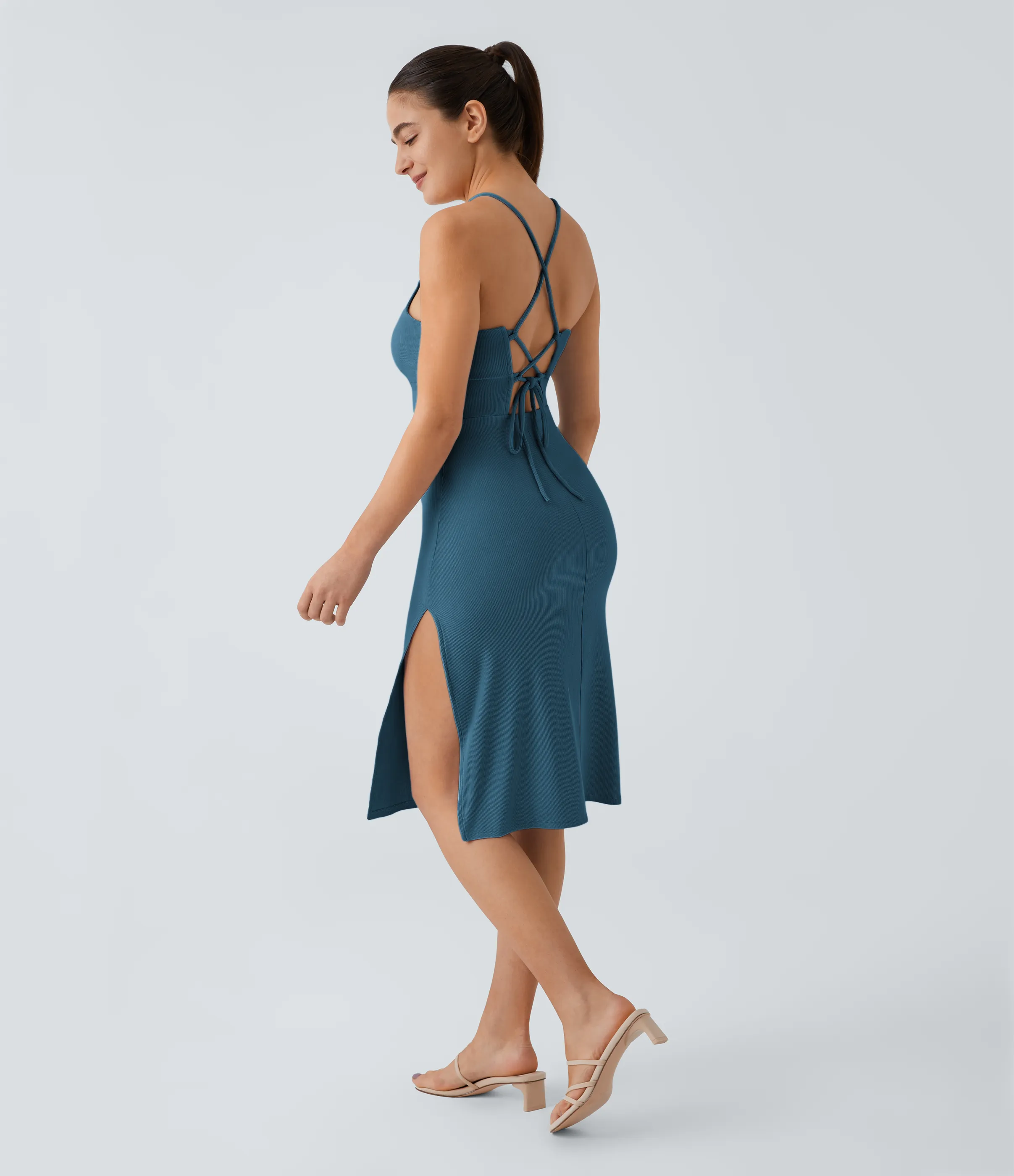 Halara Everyday Vestido fiesta midi ajustado tirante - sensacional - Bluesteel - XS sold by Halara product image thumbnail 2