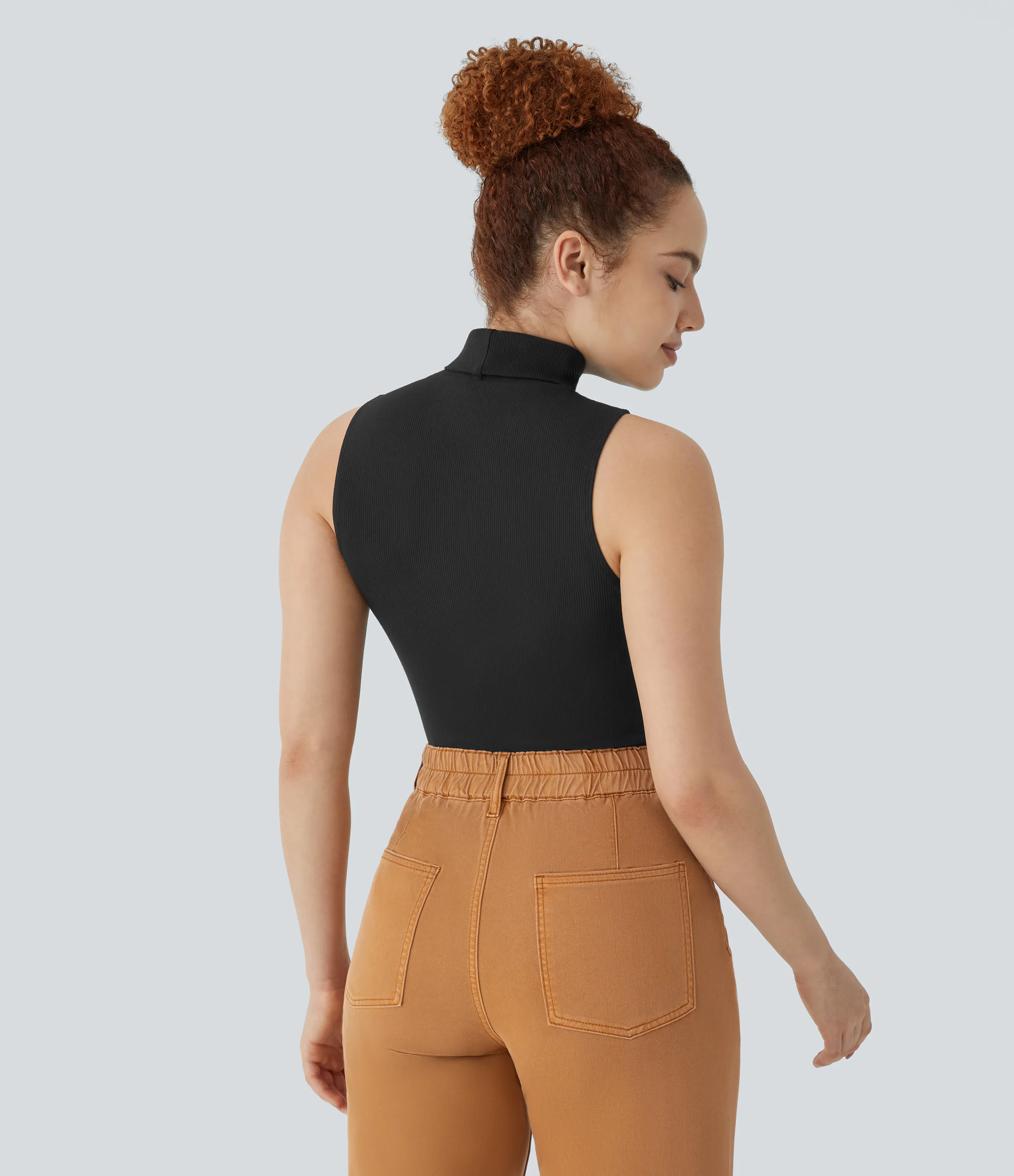 Halara Camiseta sin mangas cuello alto acanalado - Black - XL sold by Halara product image thumbnail 3