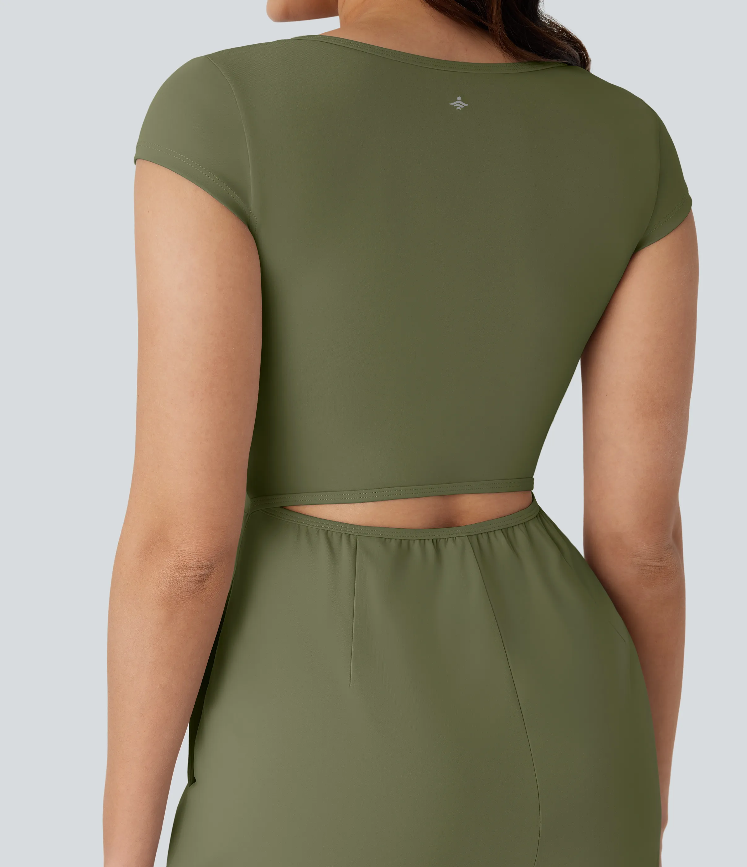 Halara Mono Softlyzero™ Airy yoga cuello U manga corta bolsillo lateral tacto fresco - Easy Peezy - Loden Green - XL sold by Halara product image thumbnail 5