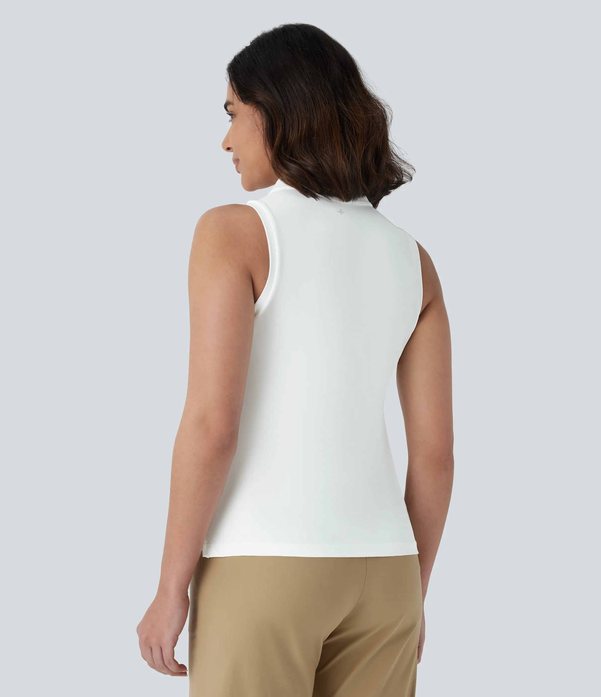 Halara Camiseta golf ligera sin mangas cuello polo dobladillo dividido - White - XS sold by Halara product image thumbnail 3