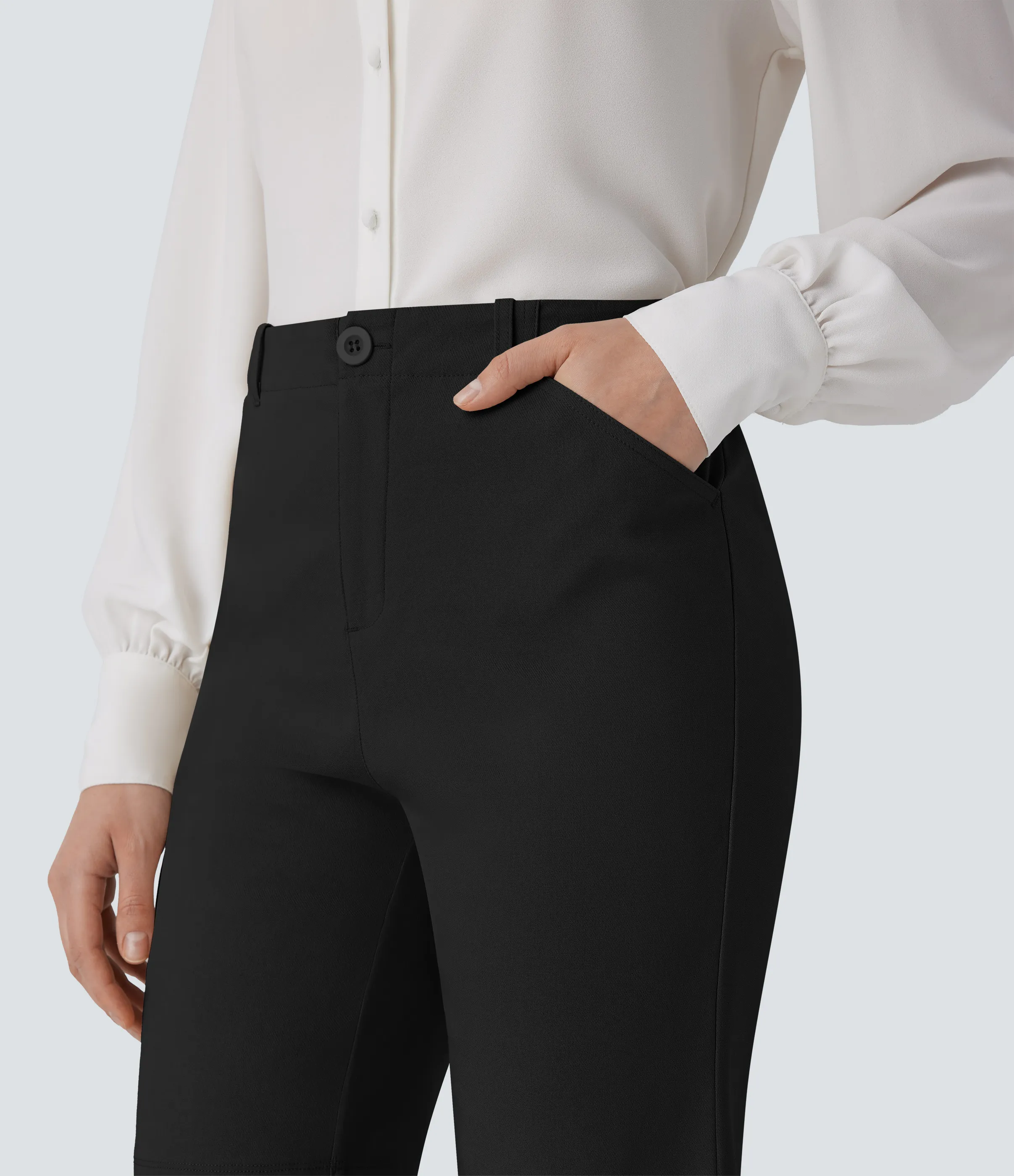 Halara Pantalón corto oficina bolsillo lateral cierre botón tiro medio 22.8cm - Black - S sold by Halara product image thumbnail 5