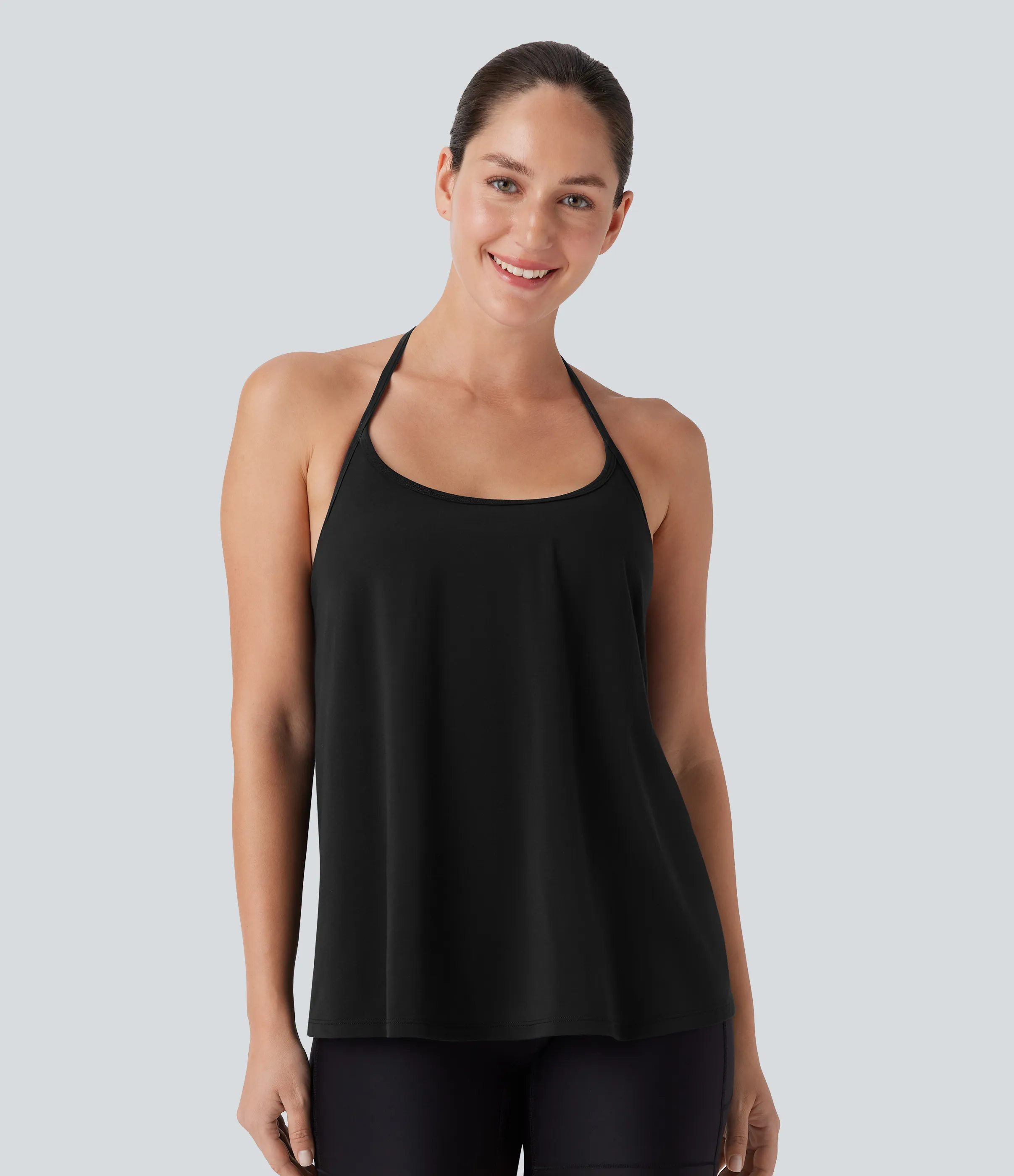 Halara Top Softlyzero™ Airy deportivo yoga cuello halter sin espalda tacto fresco - UPF 50+ - Black - M sold by Halara product image thumbnail 3
