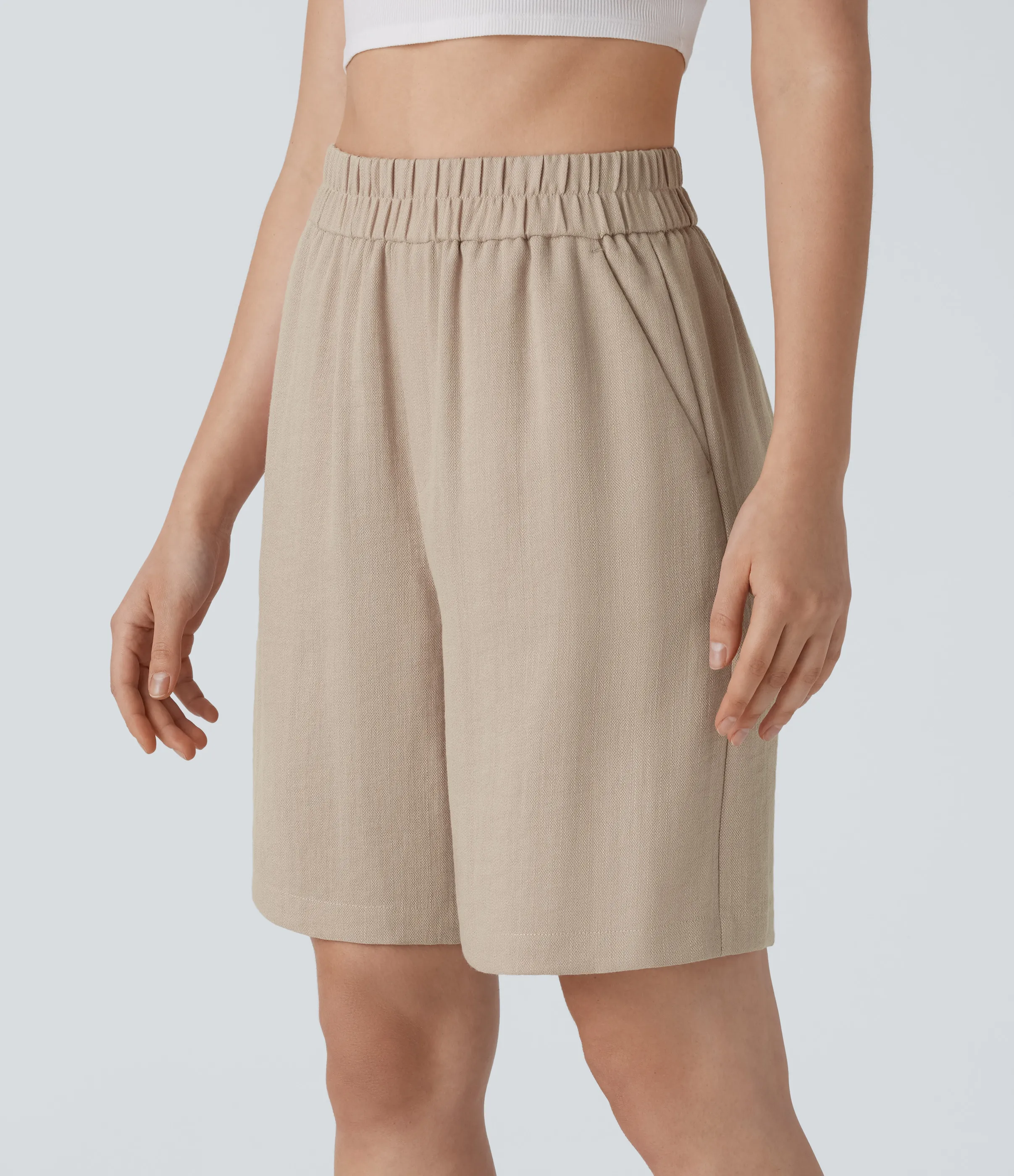 Halara Bermudas tiro alto bolsillo lateral - Whisper White - L sold by Halara product image thumbnail 4