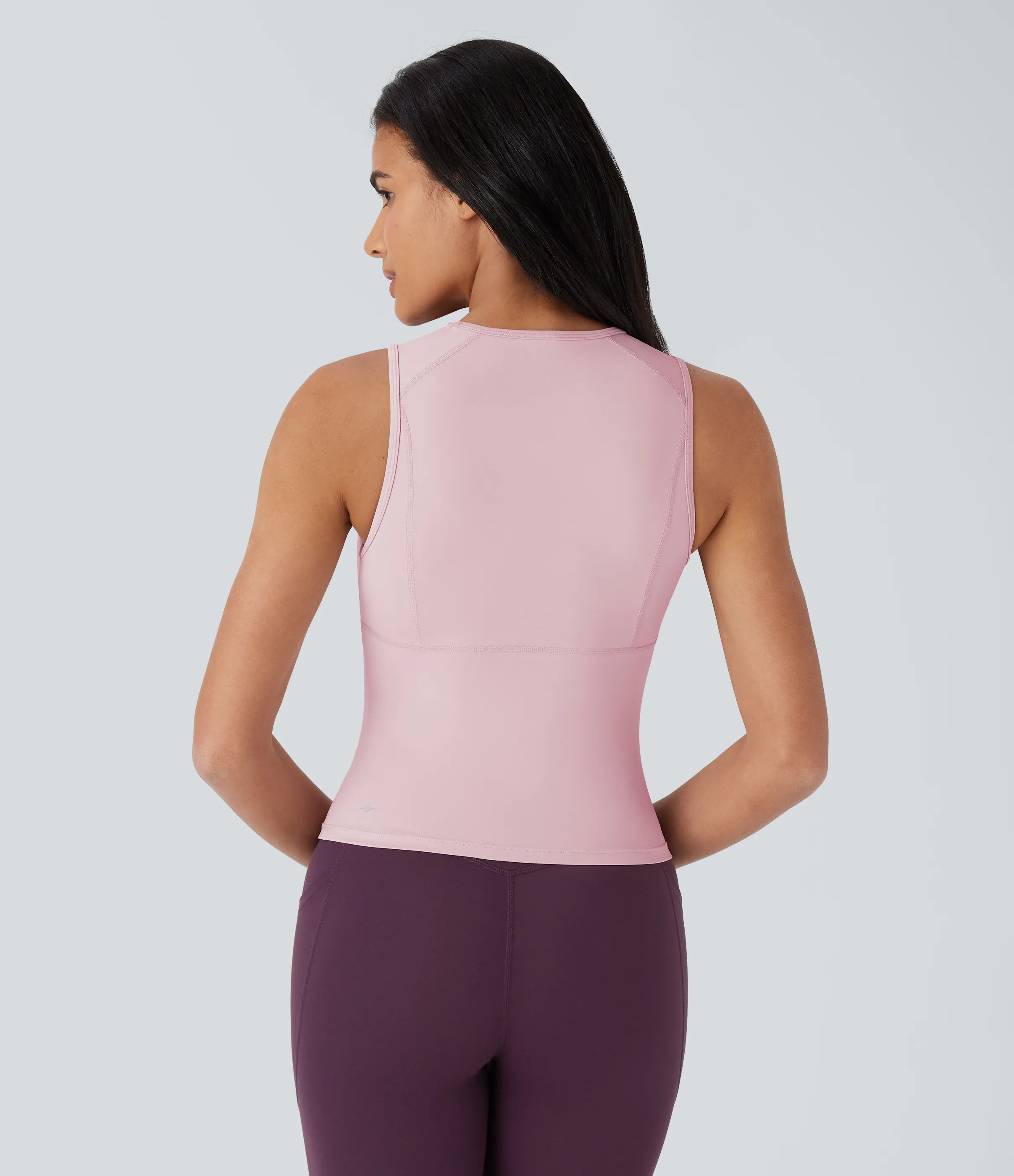 Halara Camiseta yoga sin mangas cuello redondo color liso - Pale Lilac - XL(Long) sold by Halara product image thumbnail 3