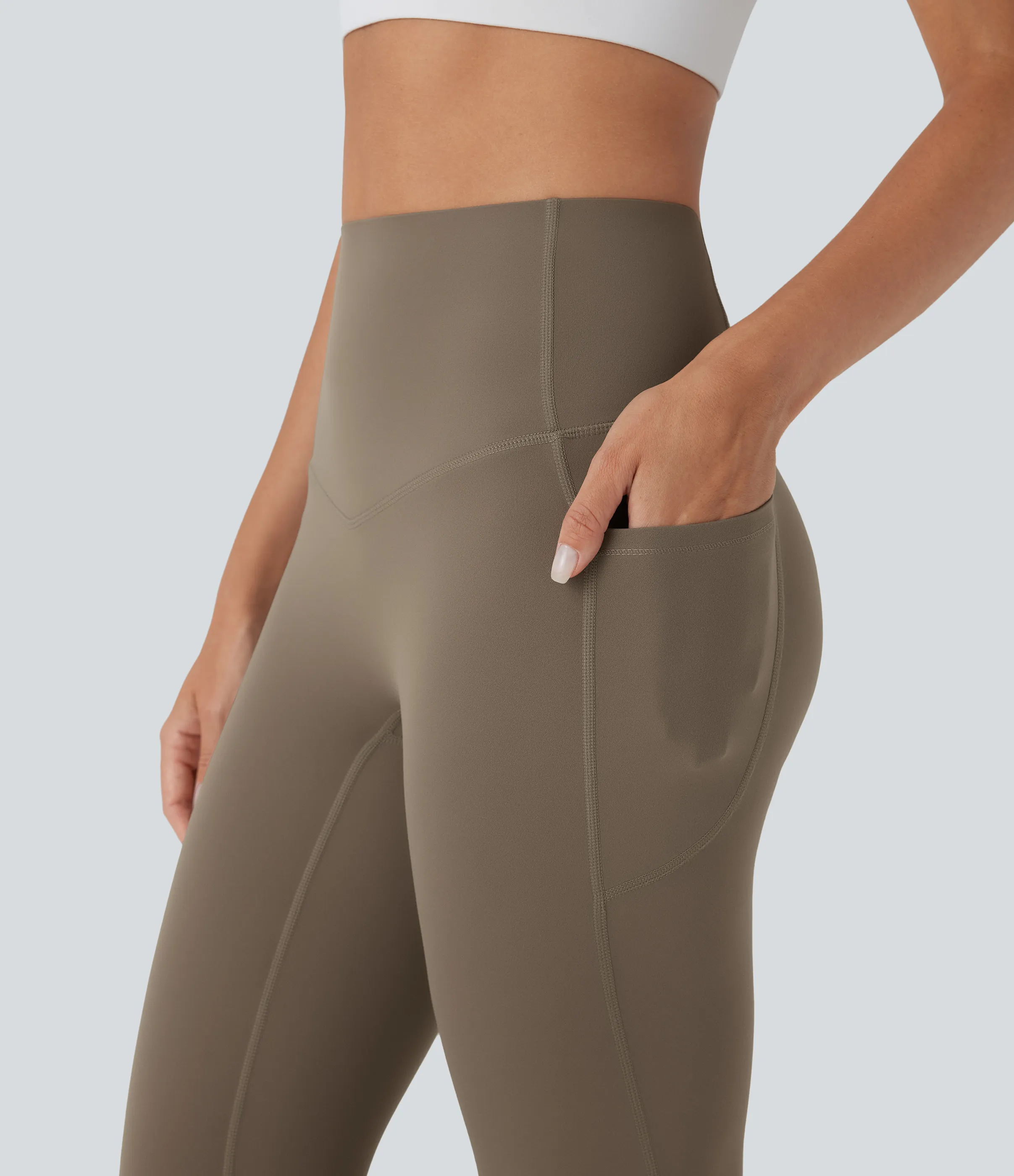 Halara Leggings de entrenamiento Halara UltraSculpt™ moldeadores de abdomen de tiro alto antibacterianas de 7/8 con bolsillos laterales - Dawn Brown - L(7/8) sold by Halara product image thumbnail 5