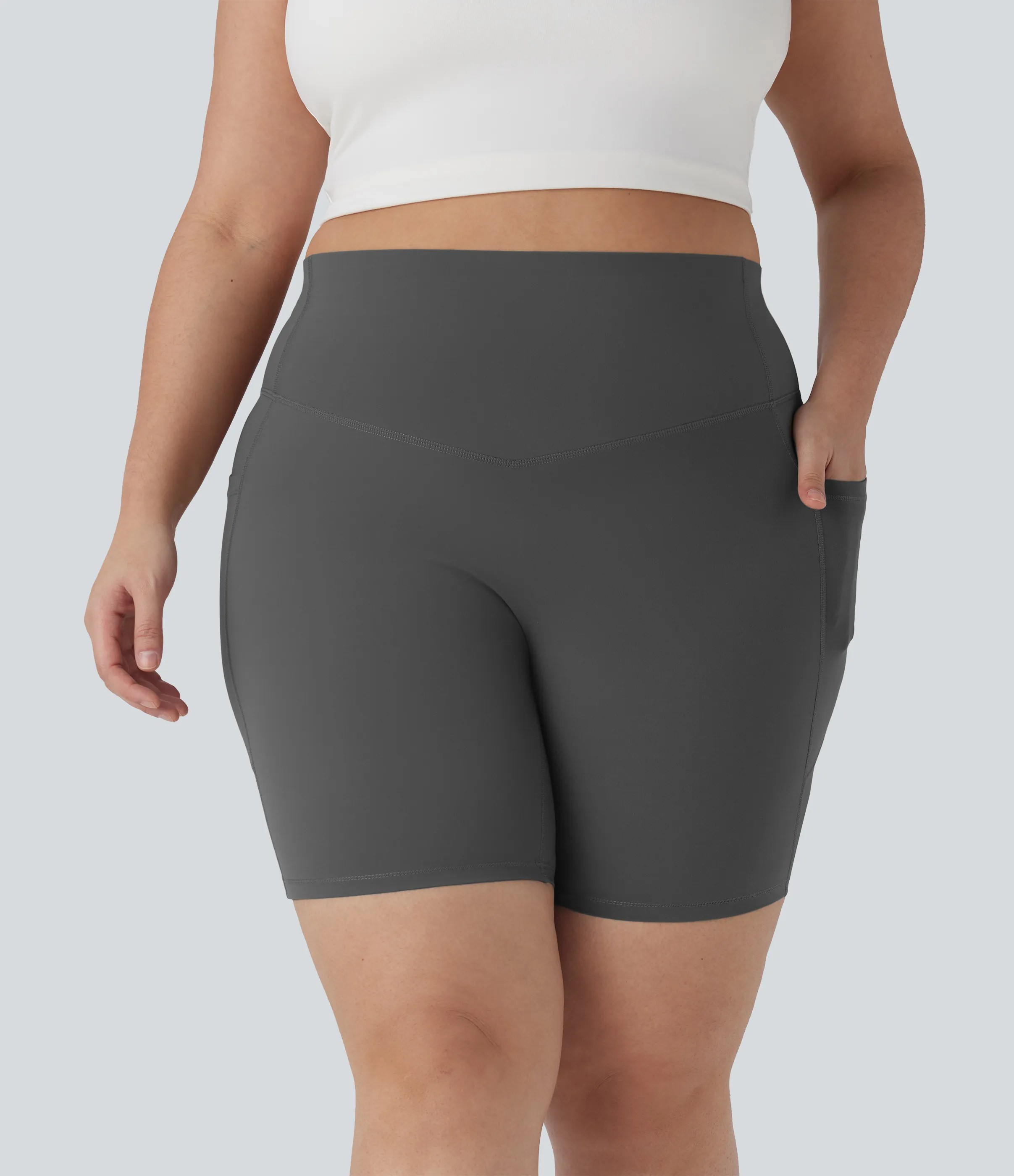 Halara Shorts biker Halara UltraSculpt™ moldeadores de tiro alto con bolsillos laterales para tallas grandes en longitud 17.5cm - Volcanic Ash - 2X sold by Halara product image thumbnail 4