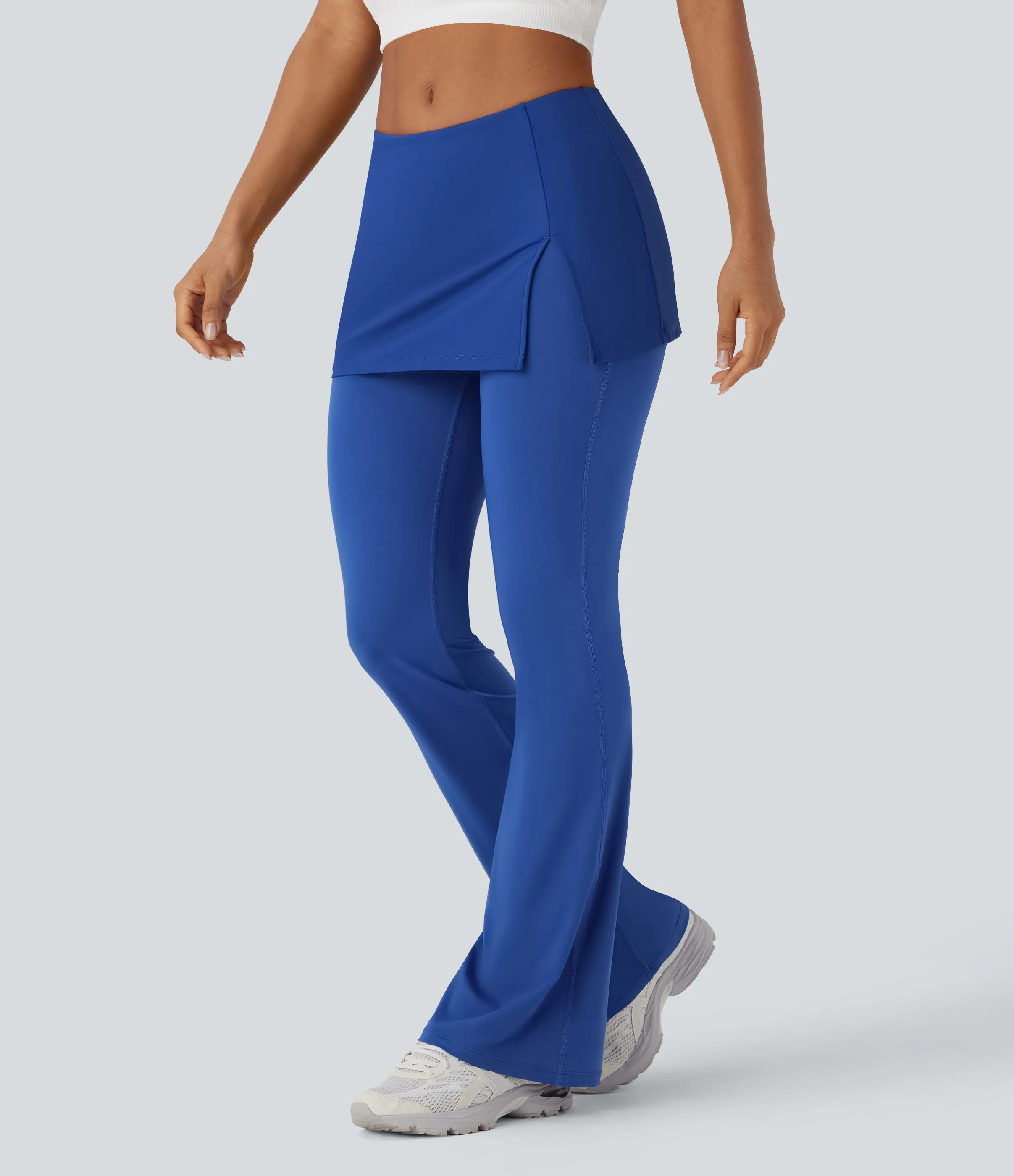 Halara Pantalones de yoga 2 en 1 de tiro medio con abertura y tacto refrescante - Beaucoup Blue - L(regular) sold by Halara product image thumbnail 2