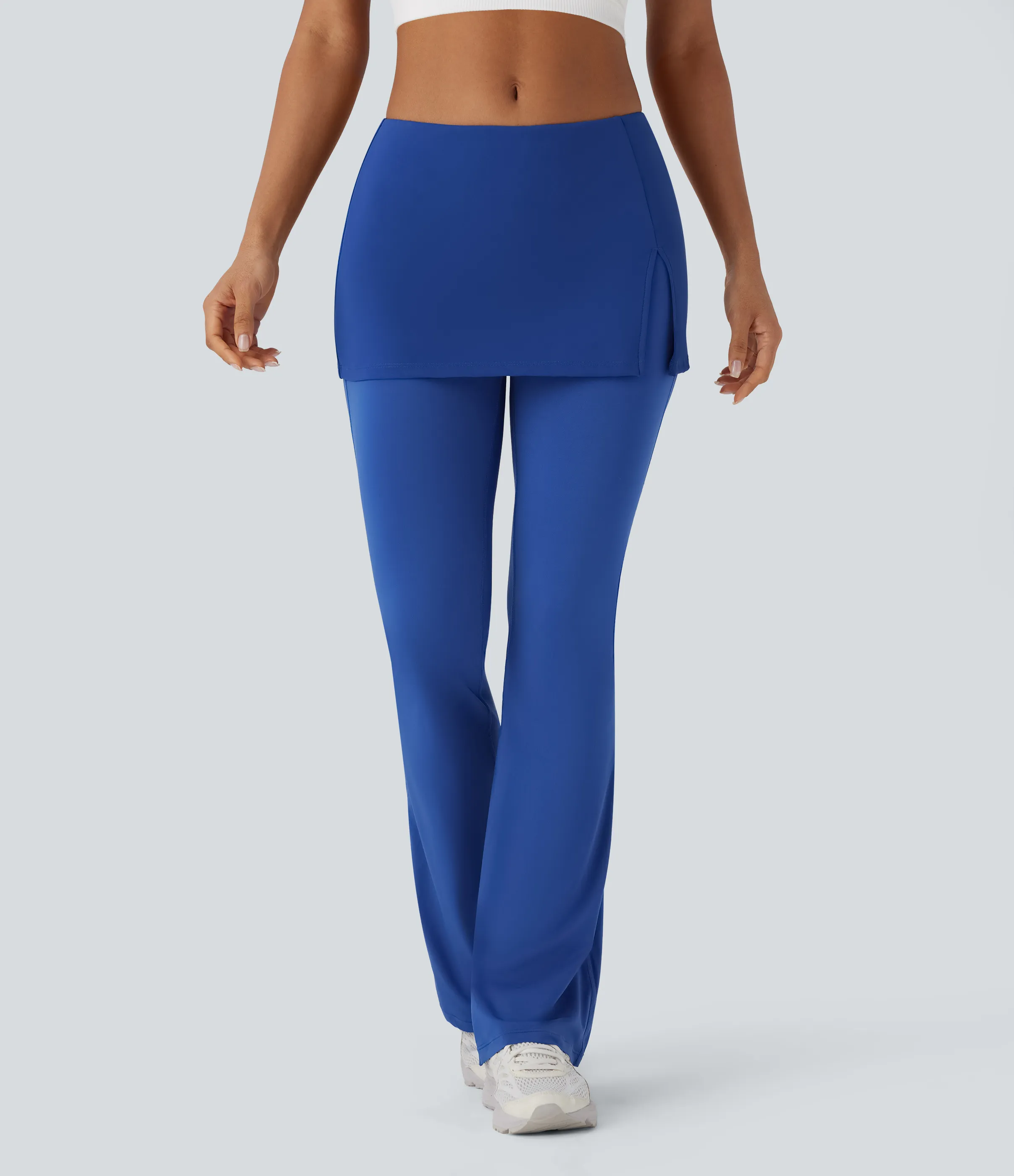 Halara Pantalones de yoga 2 en 1 de tiro medio con abertura y tacto refrescante - Beaucoup Blue - L(regular) sold by Halara product image thumbnail 4