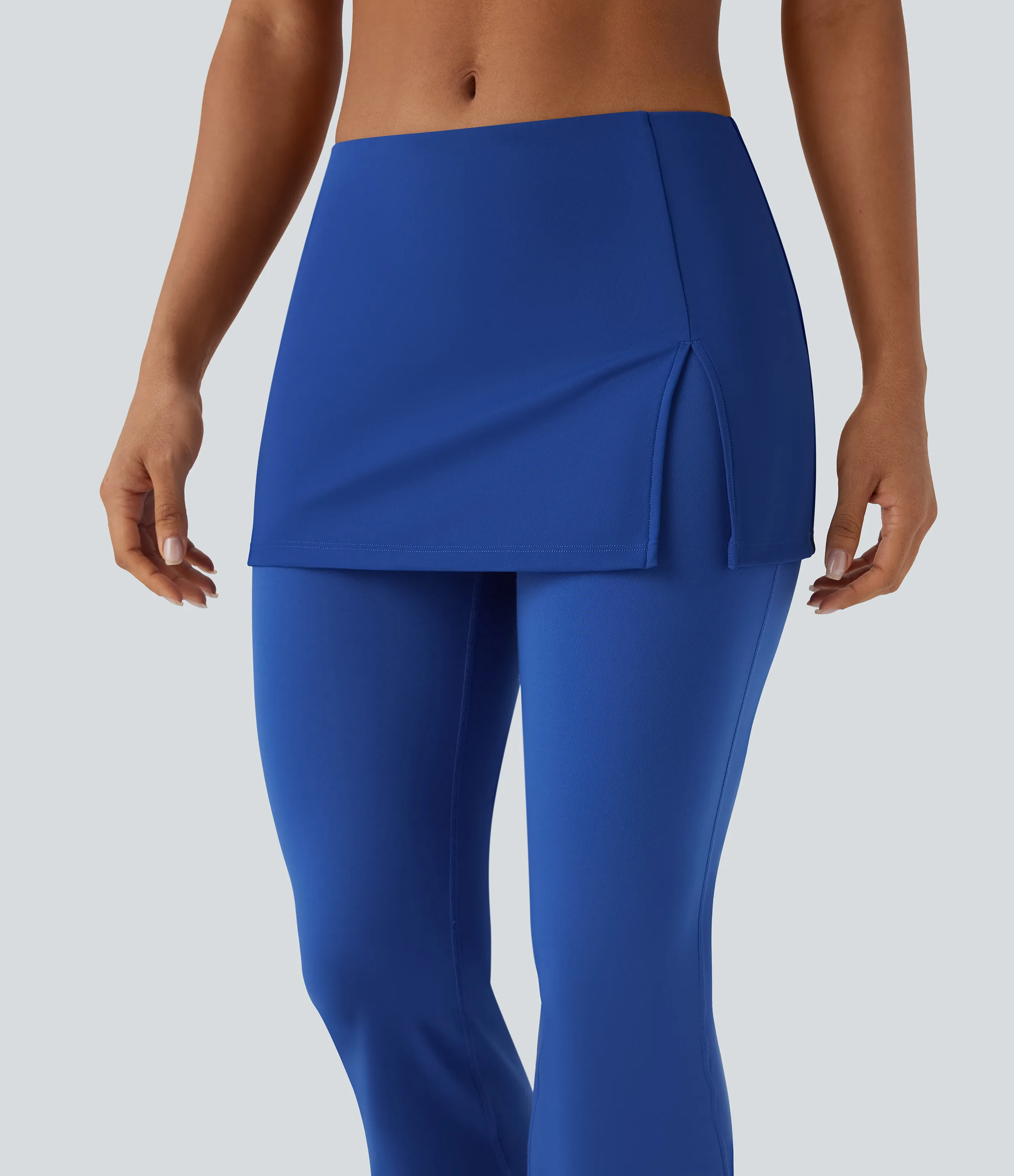 Halara Pantalones de yoga 2 en 1 de tiro medio con abertura y tacto refrescante - Beaucoup Blue - L(regular) sold by Halara product image thumbnail 5