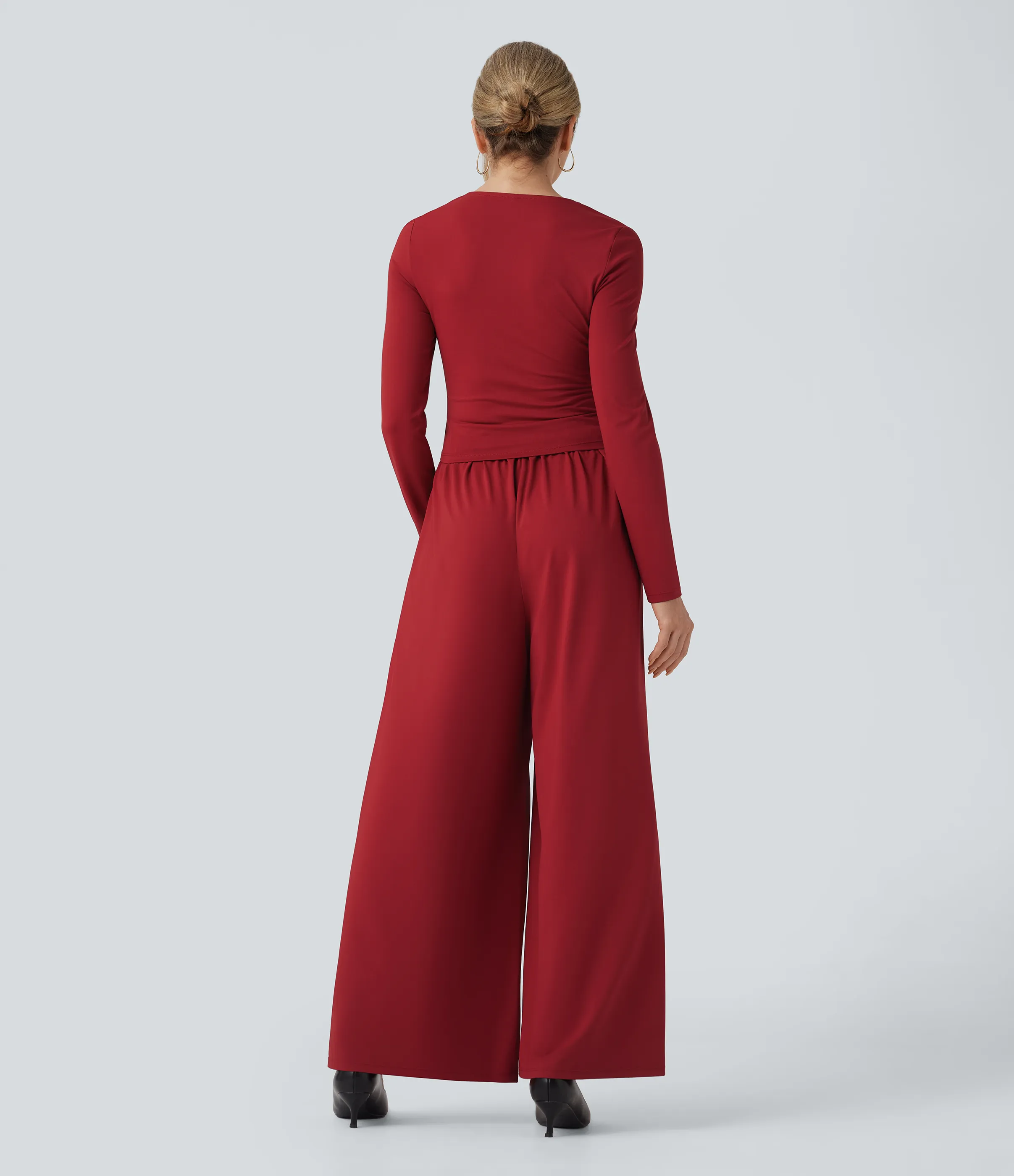 Halara Jumpsuit casual fruncido de manga larga con escote corazón y bolsillos - Edición Easy Peezy - Emboldened - L(regular) sold by Halara product image thumbnail 3