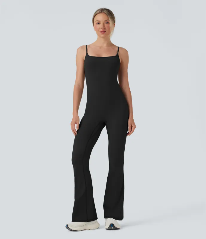 Halara Jumpsuit de yoga tipo camisola acampanado con sujetador incorporado SoftlyZero™ - Easy Peezy UPF50+ - Black - L(regular) sold by Halara