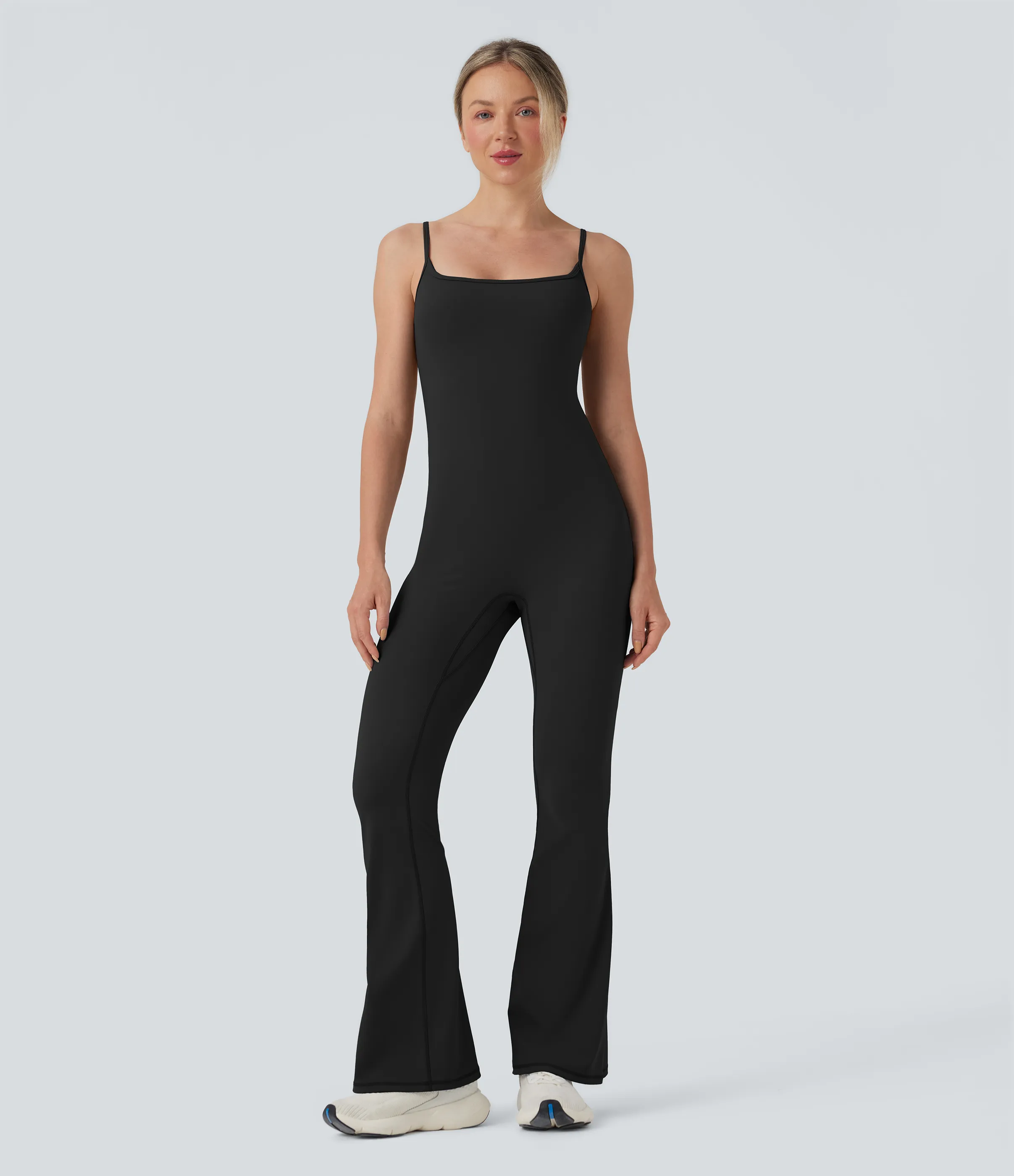 Halara Jumpsuit de yoga tipo camisola acampanado con sujetador incorporado SoftlyZero™ - Easy Peezy UPF50+ - Black - L(regular) sold by Halara product image thumbnail 2