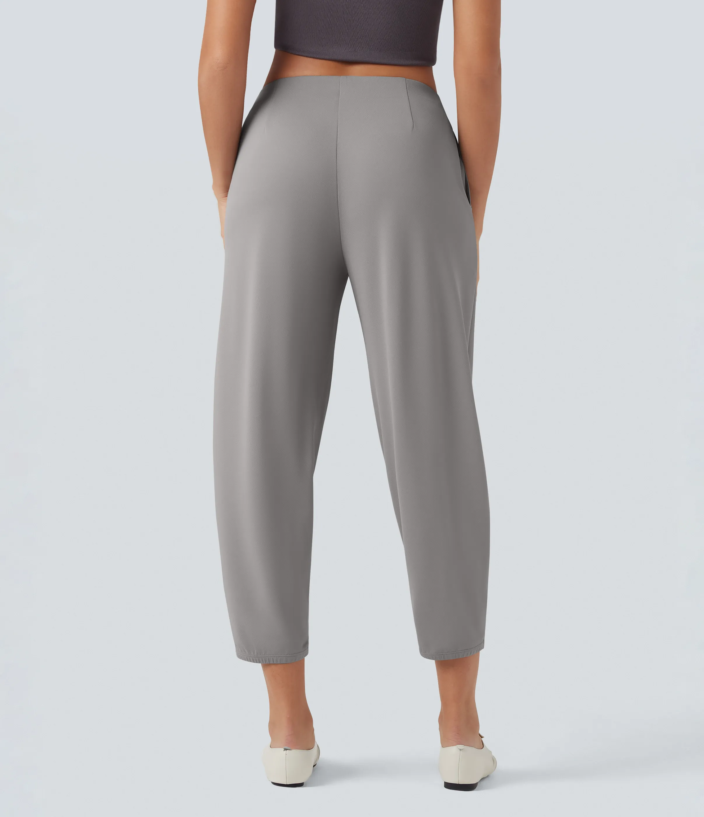 Halara Pantalones de oficina crepé Halara Flex™ cónicos de tiro medio con bolsillos - Paloma - XS(regular) sold by Halara product image thumbnail 3