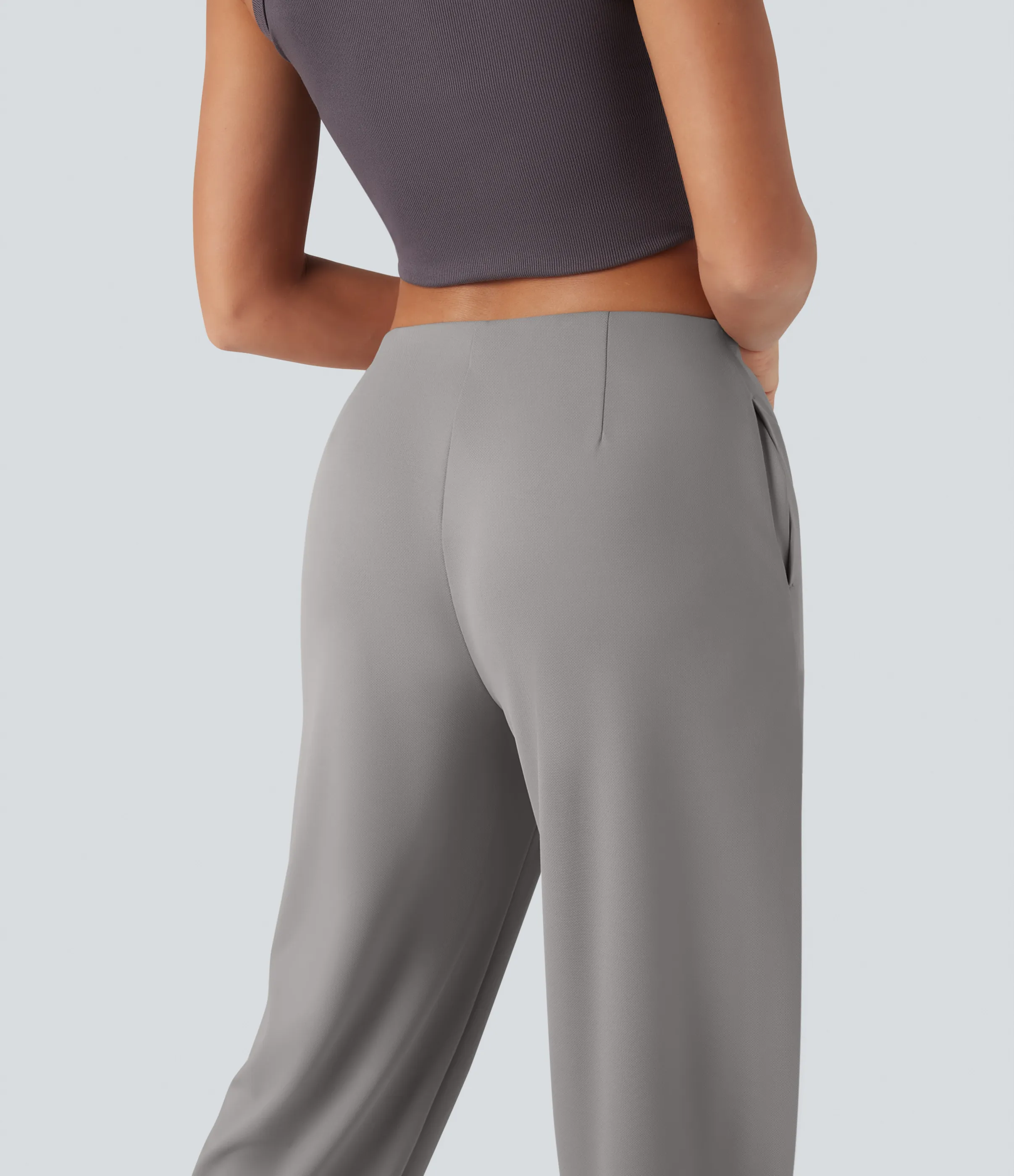 Halara Pantalones de oficina crepé Halara Flex™ cónicos de tiro medio con bolsillos - Paloma - XS(regular) sold by Halara product image thumbnail 5