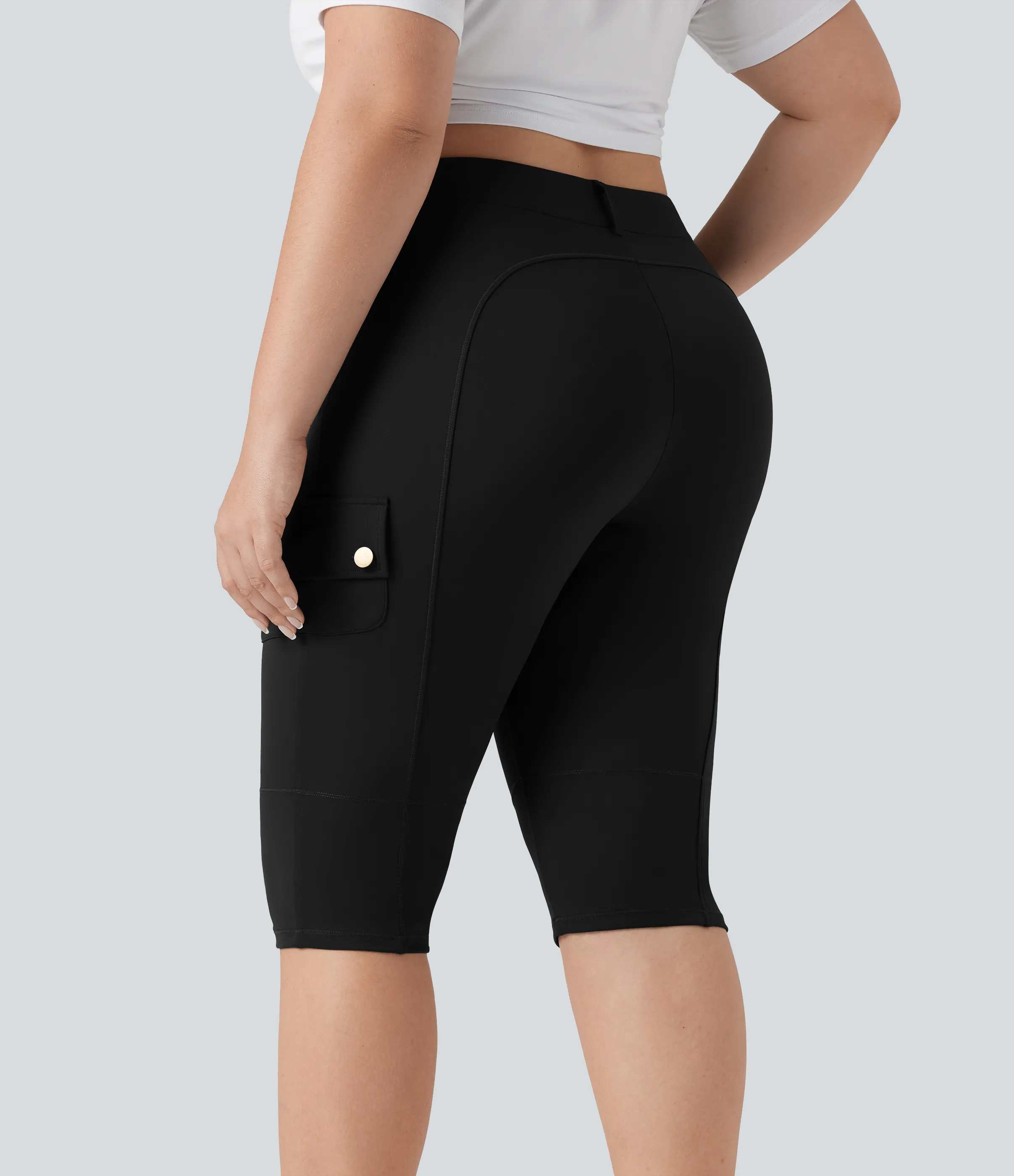 Halara Pantalones cargo casuales ajustados de tiro alto con bolsillos en talla grande - Black - 2X sold by Halara product image thumbnail 3