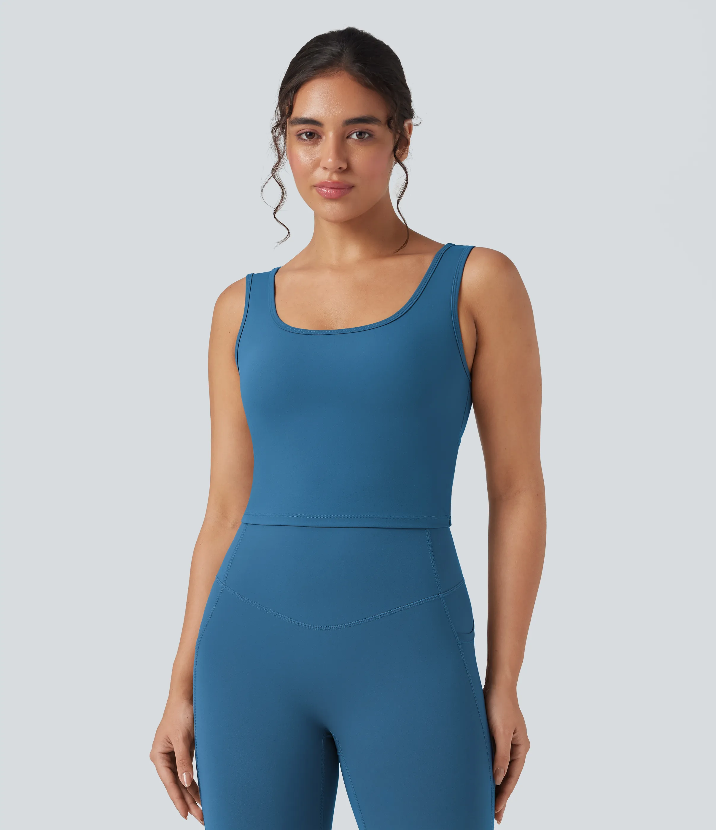 Halara Top corto de yoga Halara UltraSculpt™ cruzado con cuello en U - Vallarta Blue - XL sold by Halara product image thumbnail 3