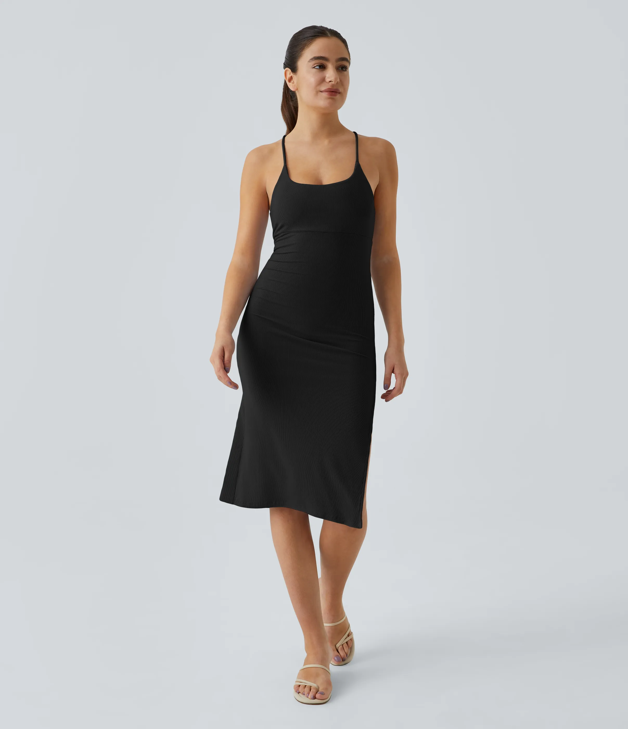 Halara Everyday Vestido fiesta midi ajustado tirante - sensacional - Black - L sold by Halara product image thumbnail 3