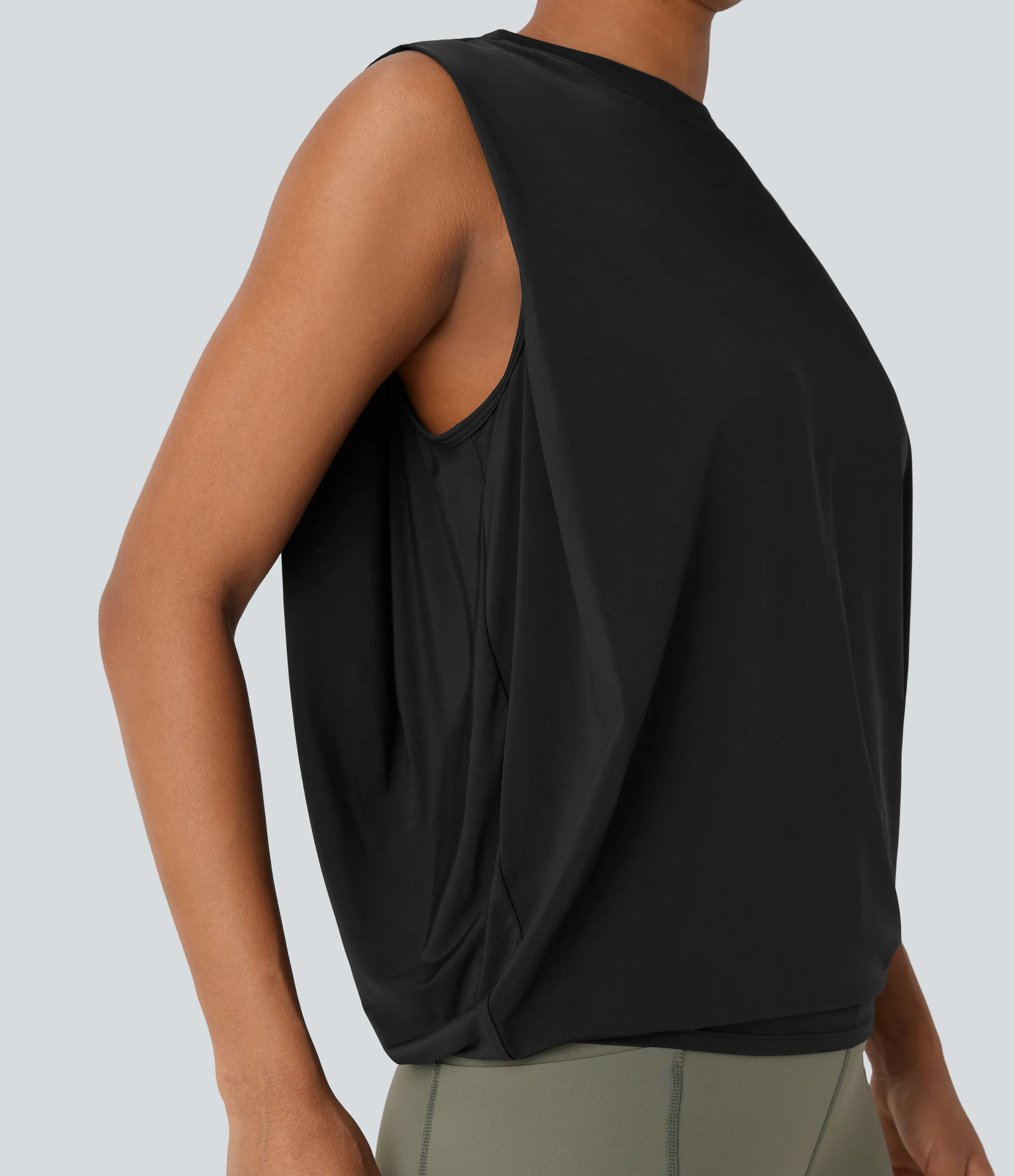 Halara Camiseta yoga cuello redondo fruncido tacto fresco - UPF 50+ - Black - XL sold by Halara product image thumbnail 5