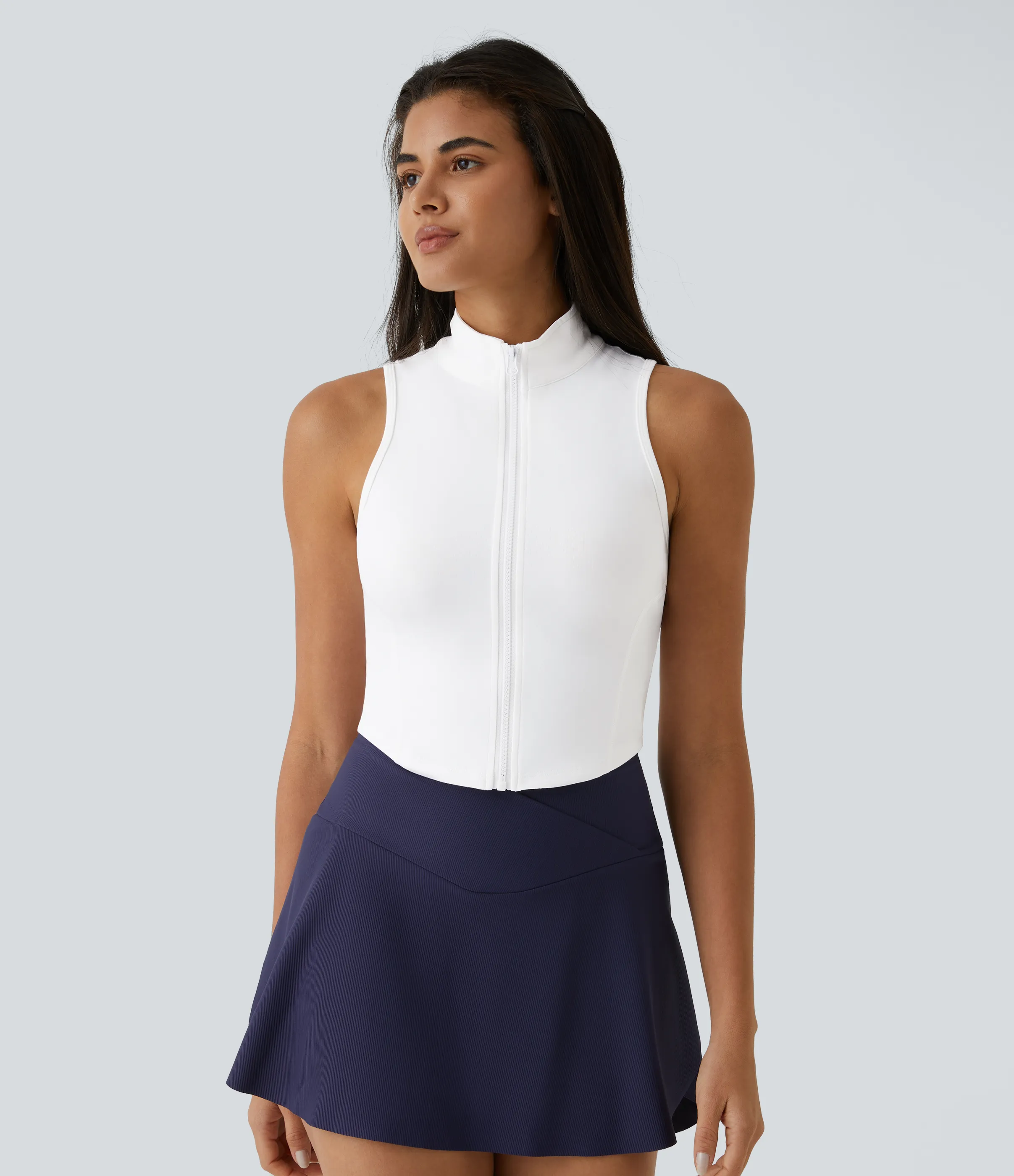 Halara Top sin mangas con cremallera frontal - White - XL sold by Halara product image thumbnail 4