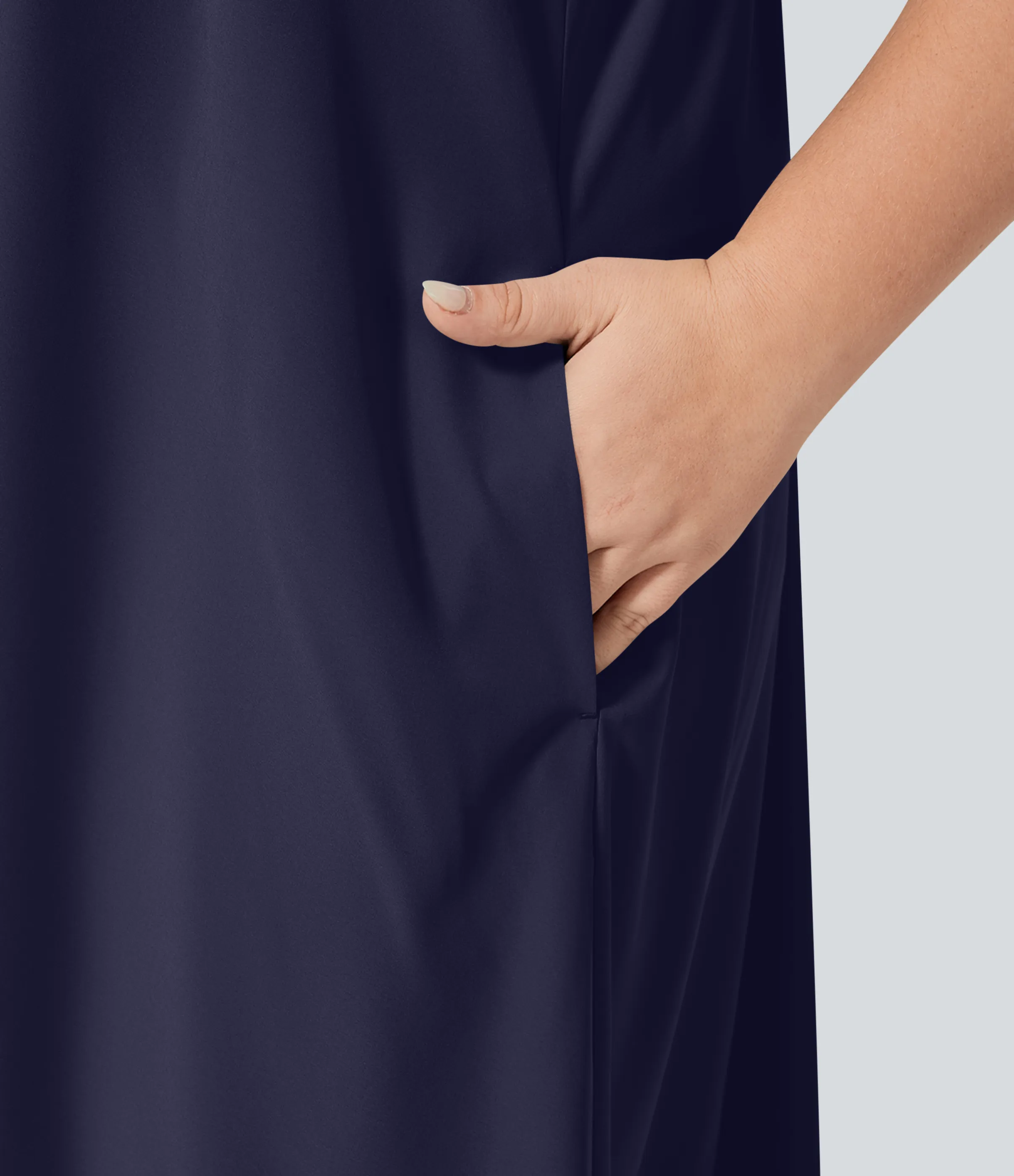 Halara Vestido Breezeful™ sin espalda cruzada bolsillo lateral alto bajo fluido media pierna secado rápido talla grande - Patriot Blue - 1X sold by Halara product image thumbnail 5