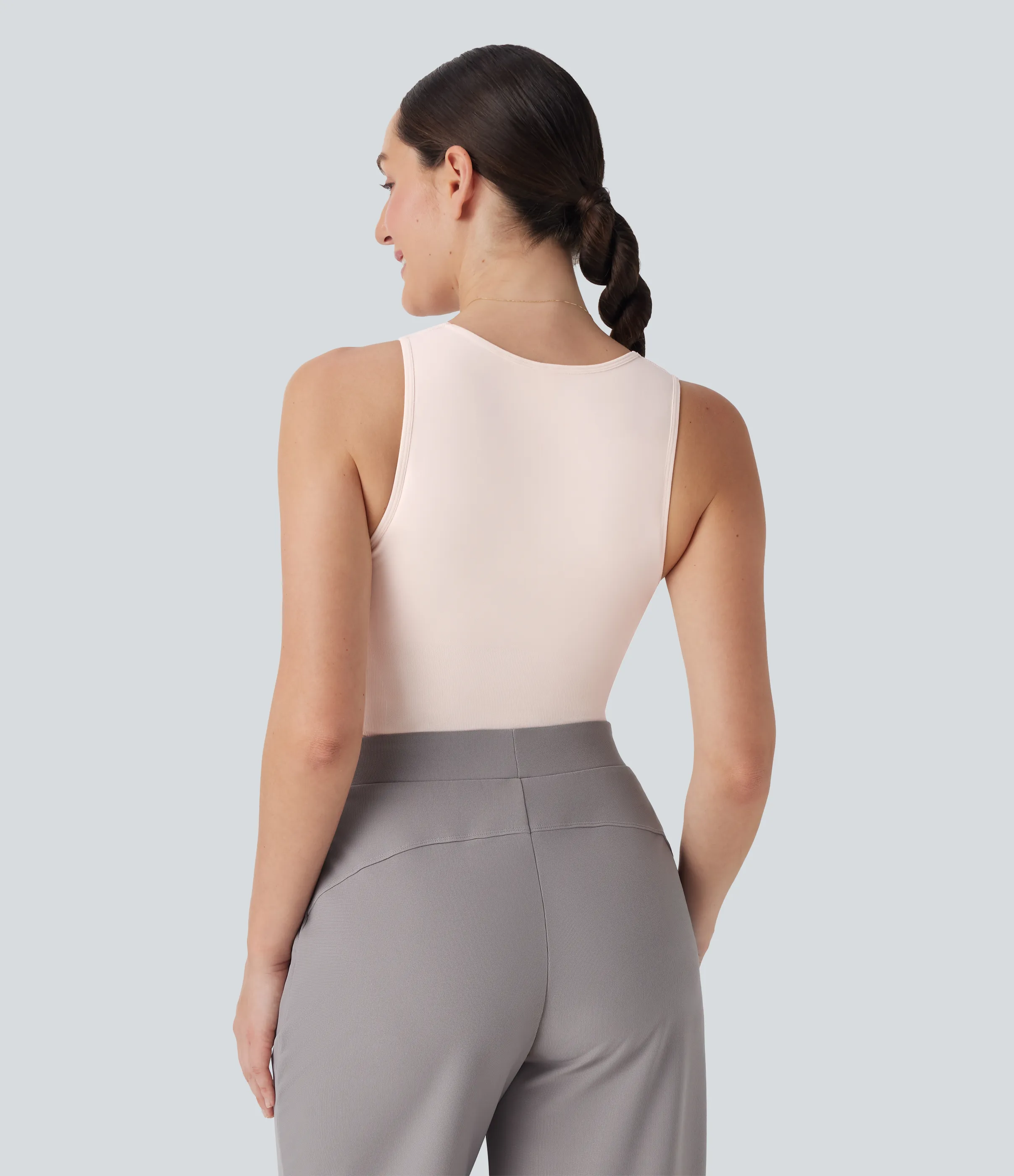 Halara Body de oficina moldeador sin mangas con cuello en V y suave al cuerpo - Edición Easy Peezy - Sheer Pink - XL sold by Halara product image thumbnail 3