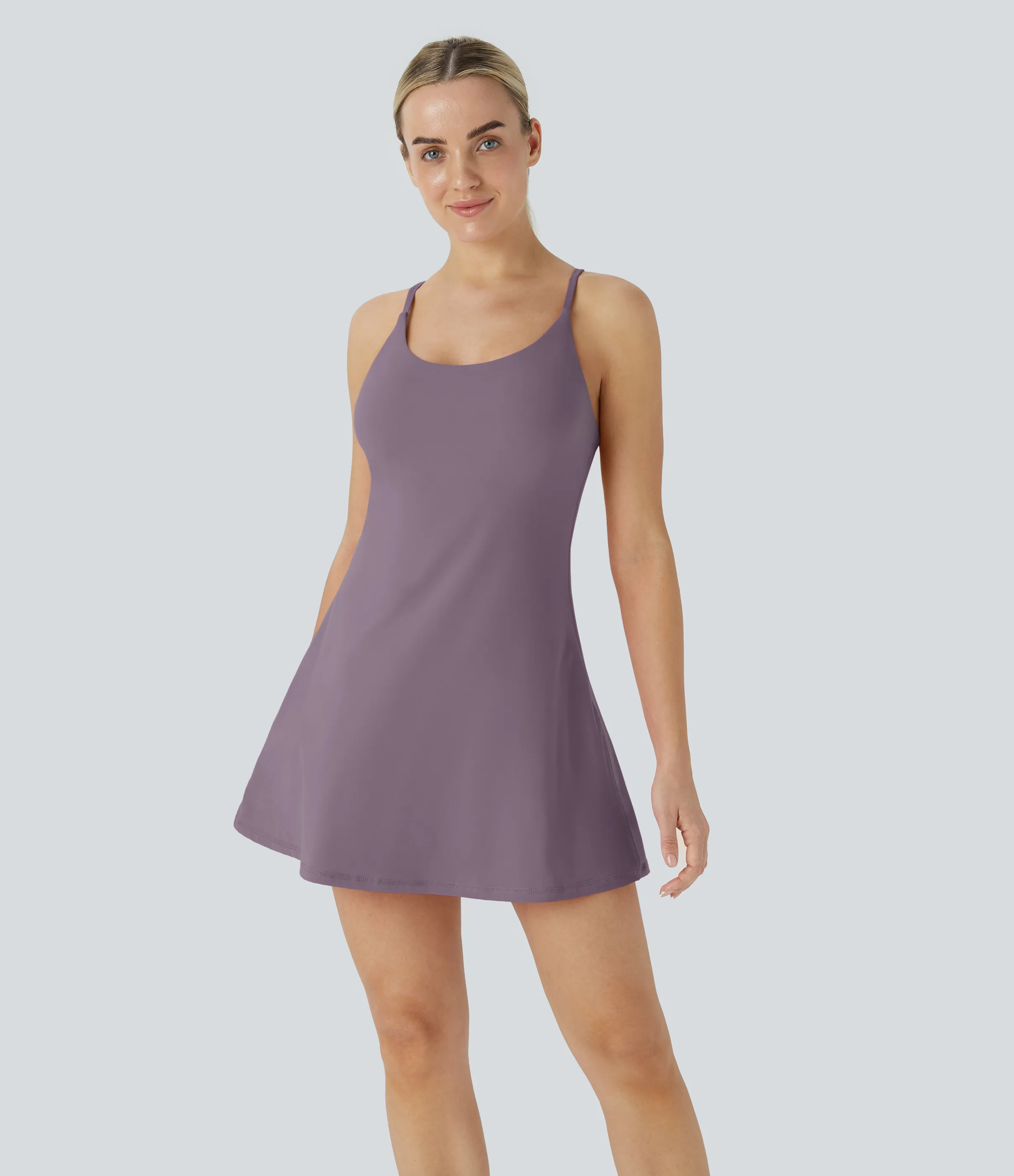 Halara Vestido deportivo SoftlyZero™ Plush afelpado sin espalda en copas D-F - Tulip Purple - XS sold by Halara product image thumbnail 2