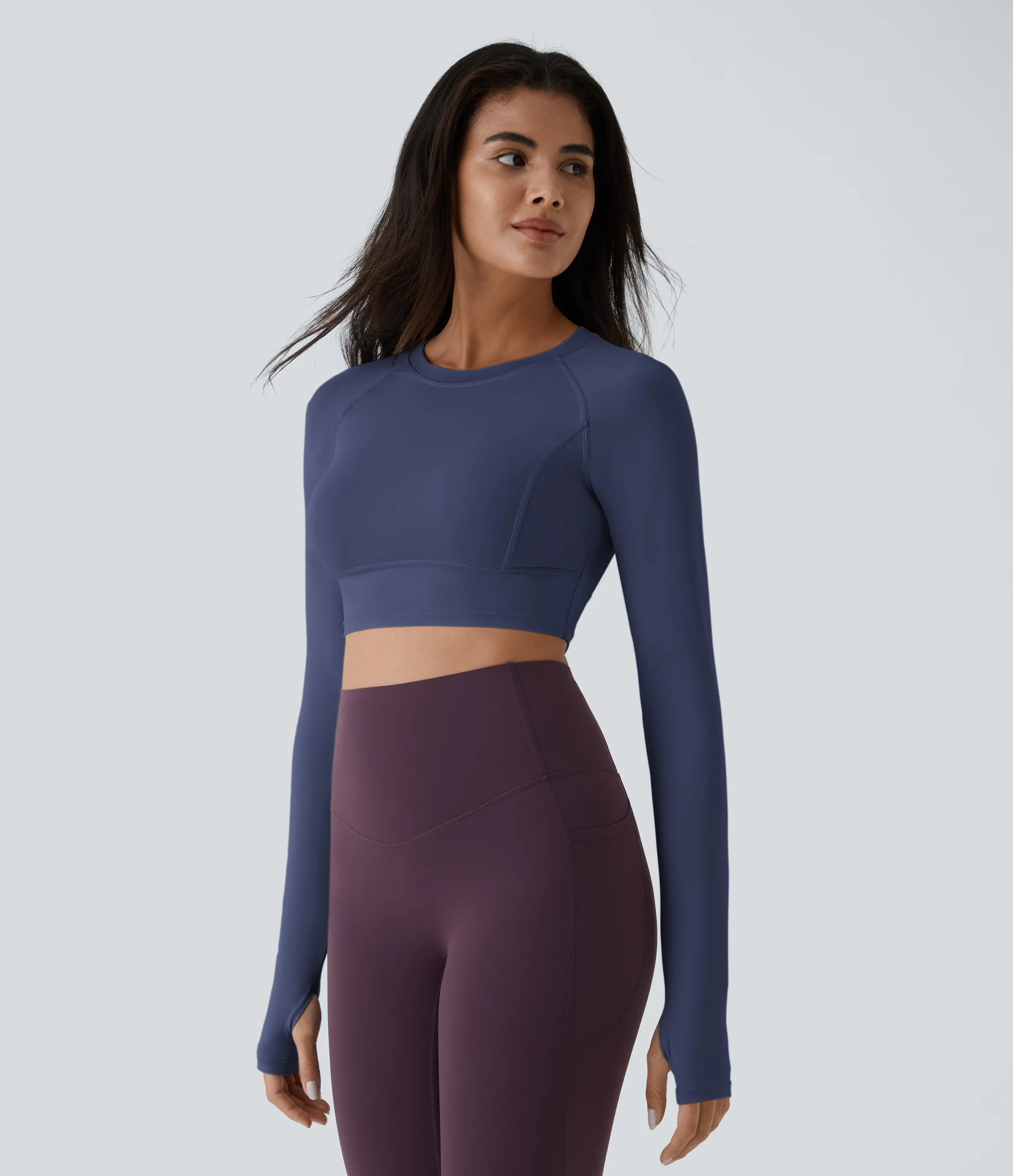 Halara Top deportivo yoga corto abertura para pulgar - Patriot Blue - XS sold by Halara product image thumbnail 4