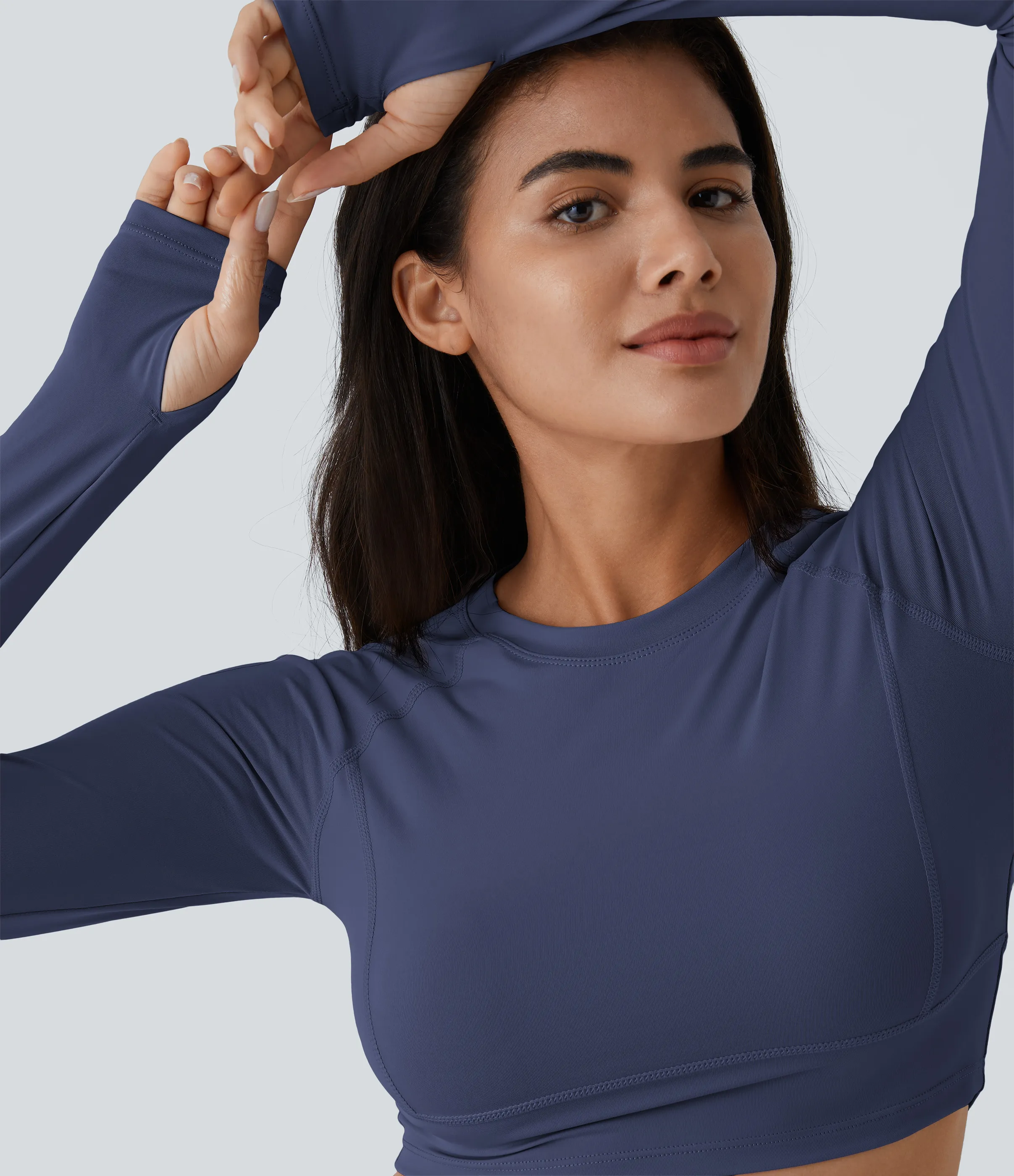 Halara Top deportivo yoga corto abertura para pulgar - Patriot Blue - XS sold by Halara product image thumbnail 5