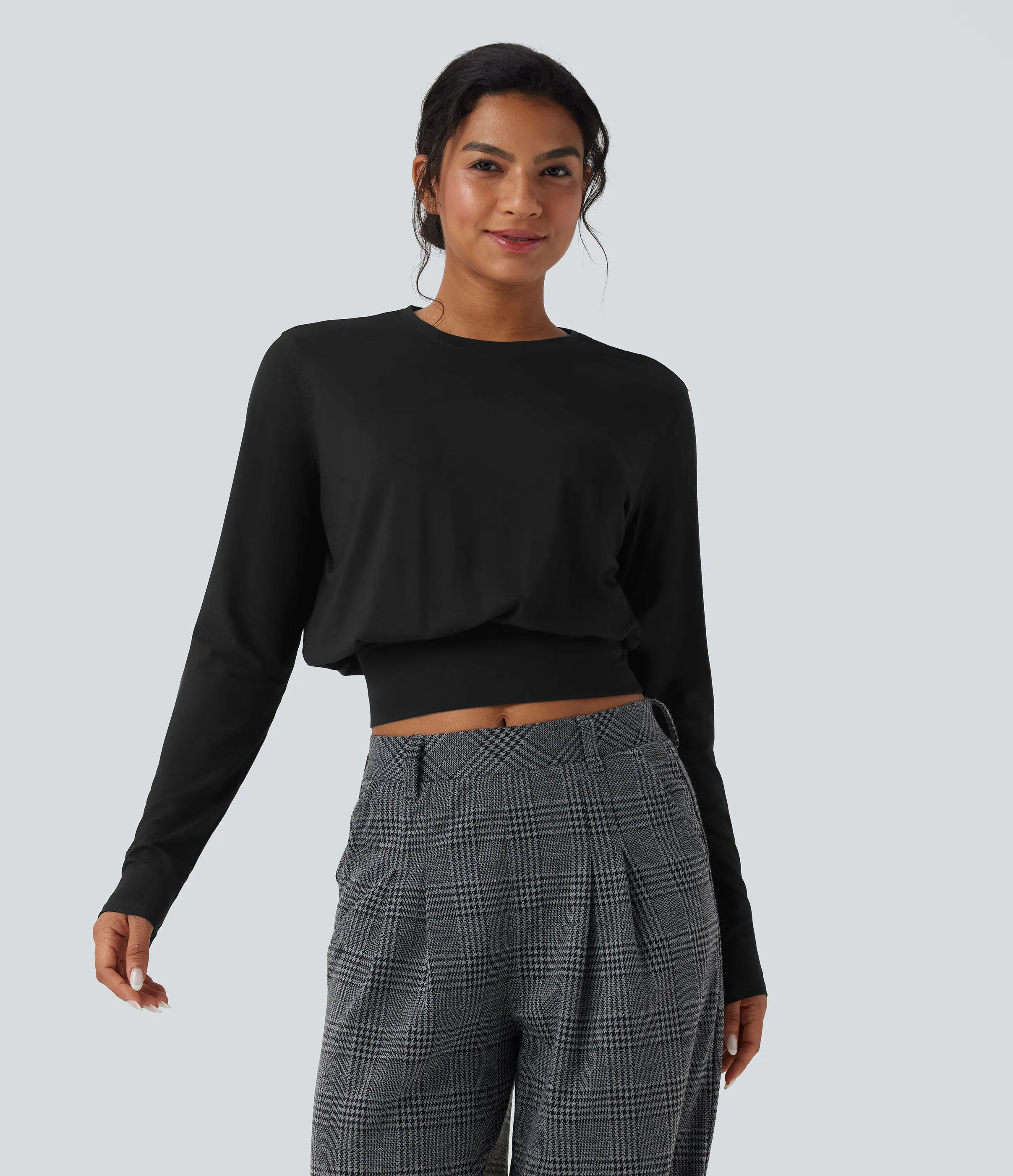 Halara Camiseta de oficina de manga larga y cuello redondo - Black - M sold by Halara product image thumbnail 2