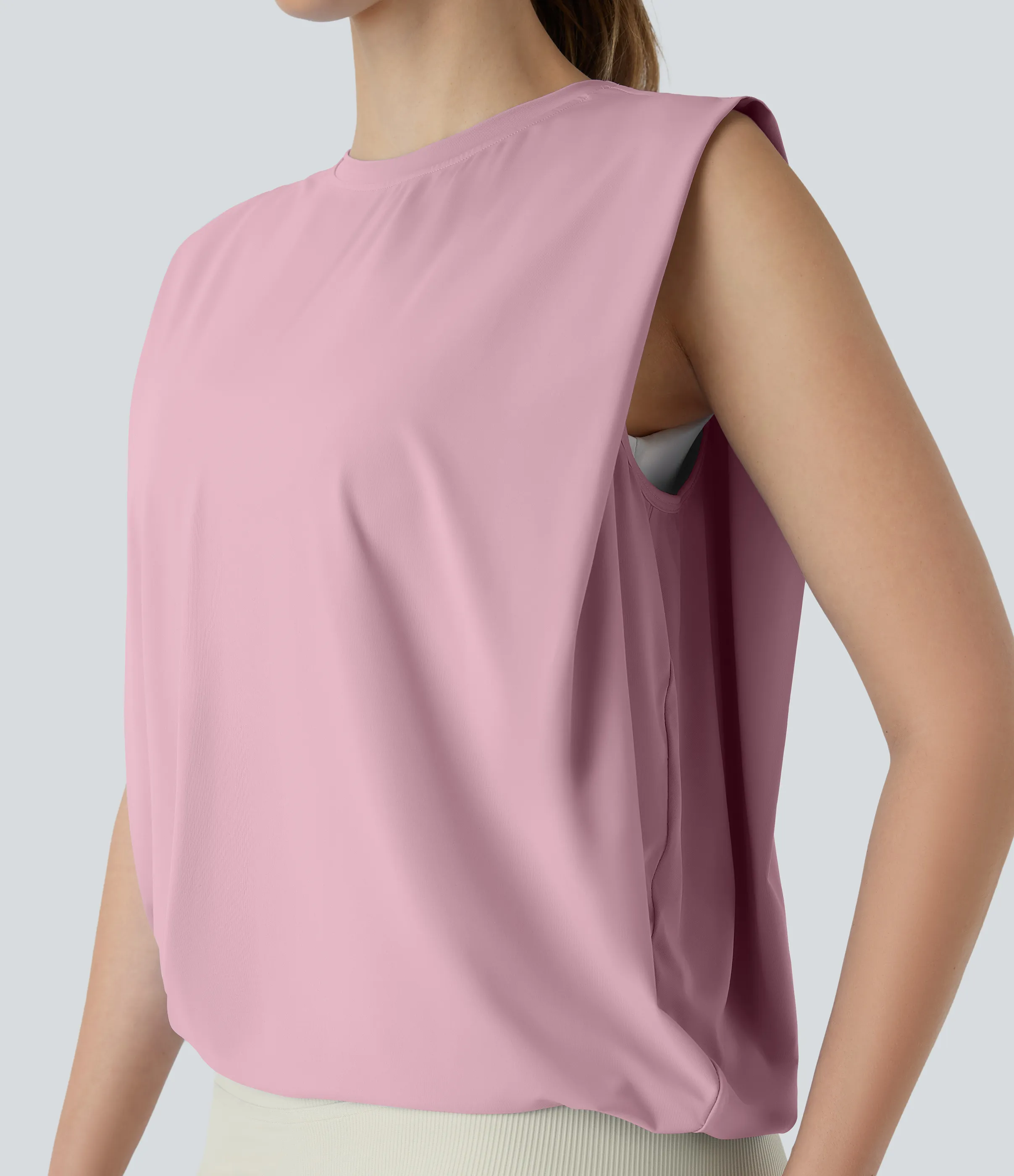 Halara Camiseta yoga cuello redondo fruncido tacto fresco - UPF 50+ - Pink Nectar - XL sold by Halara product image thumbnail 5
