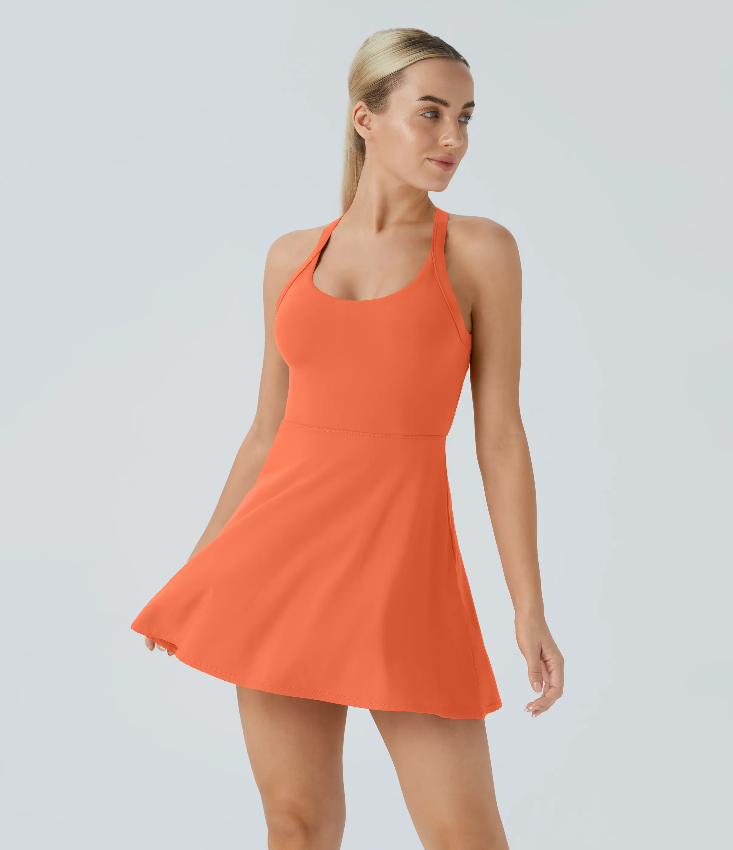 Halara Vestido deportivo sin espalda con diseño retorcido en copas D-F - Dusty Orange - M sold by Halara product image thumbnail 3
