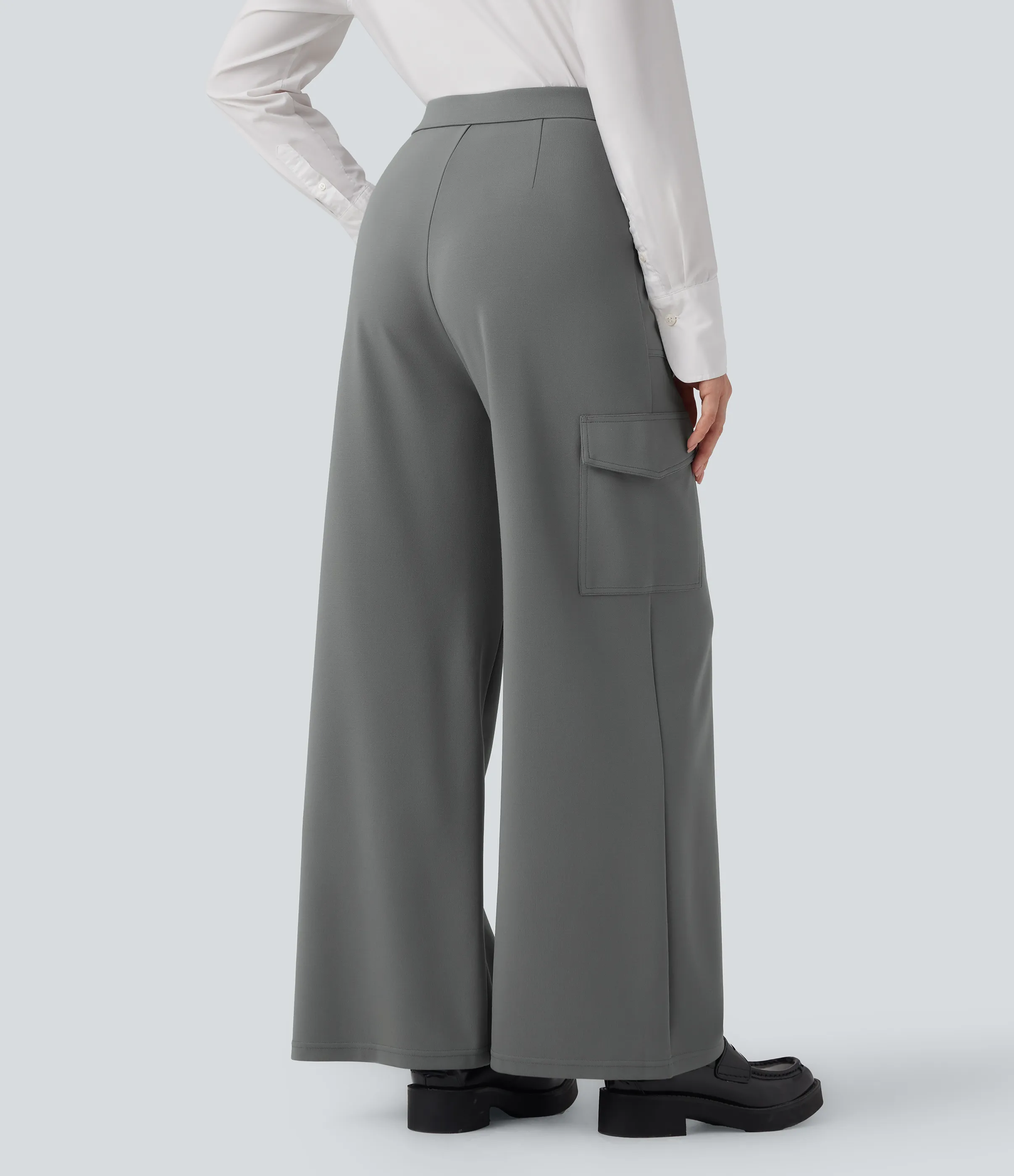 Halara Pantalones de oficina cargo Halara Flex™ de tiro alto y pierna recta con bolsillos - Putty Gray - S(regular) sold by Halara product image thumbnail 3