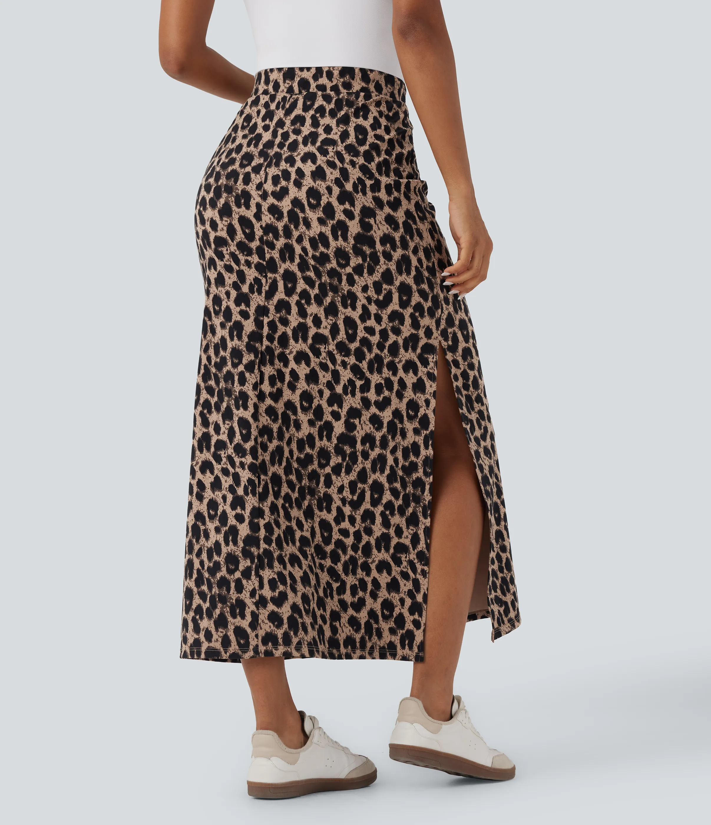 Halara Falda larga maxi UltraSculpt™ casual con abertura y tiro alto con estampado de leopardo - Toffee Leopard - S(regular) sold by Halara product image thumbnail 3