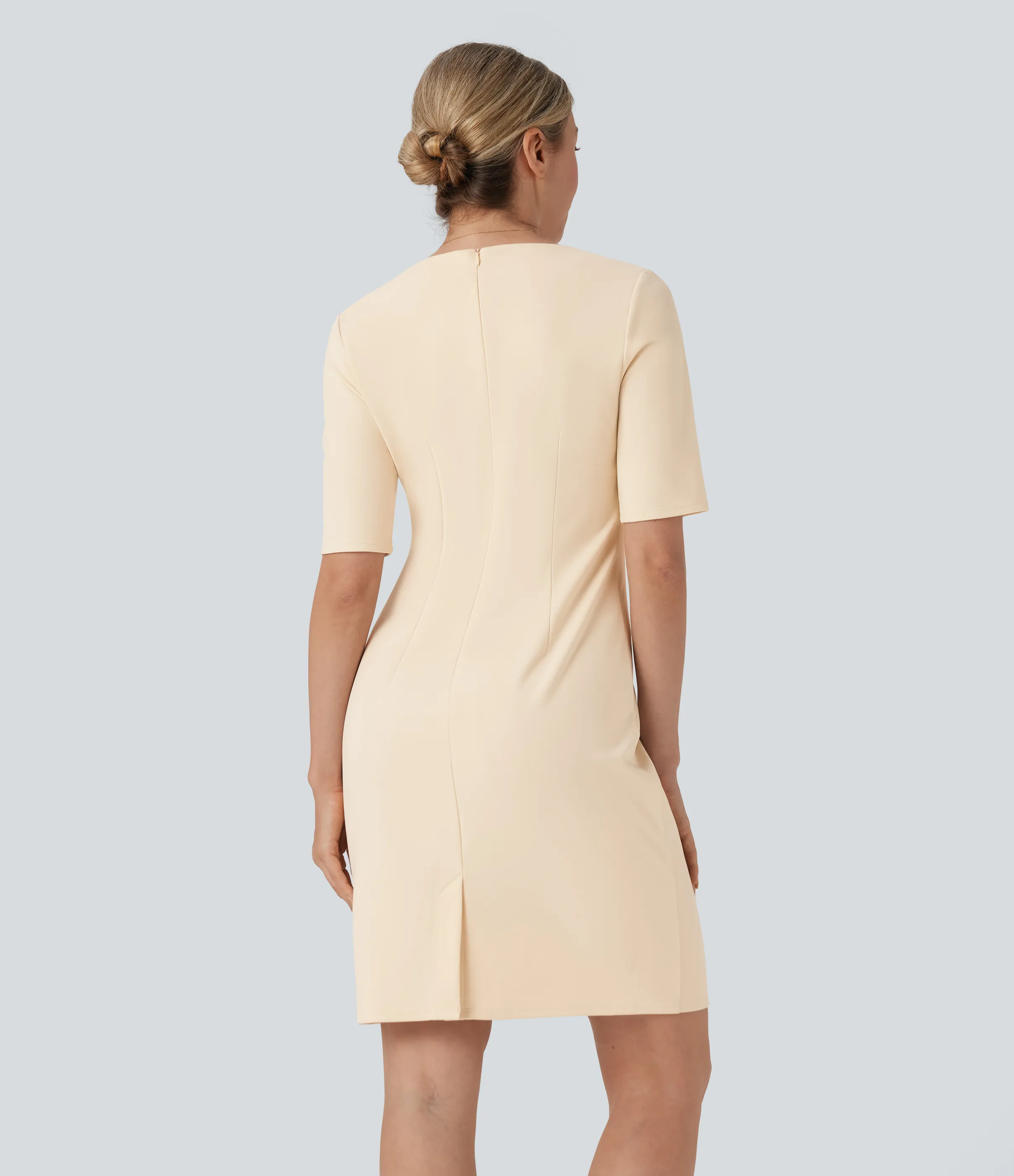 Halara Vestido de oficina ajustado de tubo con cuello cuadrado y media manga - Arctic Wolf - XL sold by Halara product image thumbnail 3