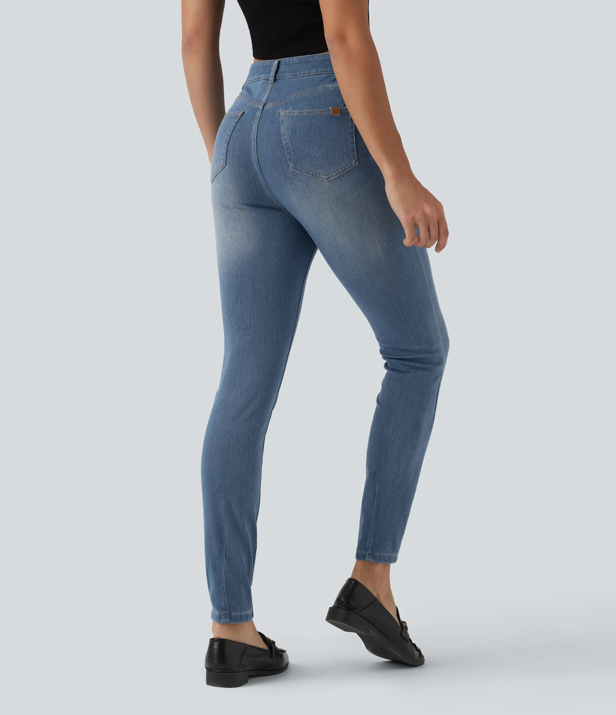 Halara Jeans ajustados casuales Halara Flex™ de tiro alto con bolsillos - Blue Jasper Denim - M(regular) sold by Halara product image thumbnail 3