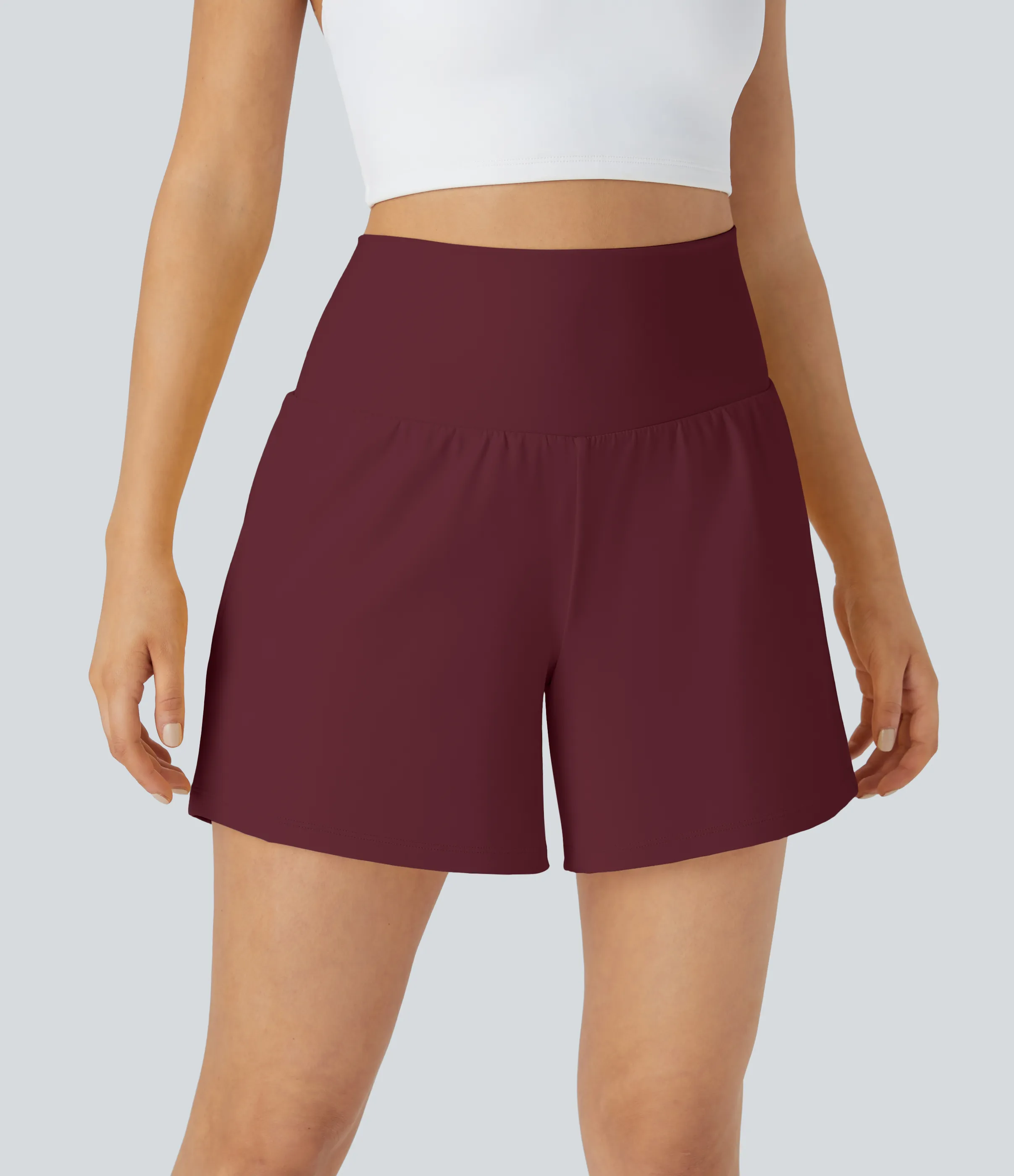 Halara Pantalón corto yoga 2 en 1 bolsillo trasero oculto tiro súper alto bolsillo lateral oculto 12.5cm-más largo - Zinfandel - XL(Long) sold by Halara product image thumbnail 4