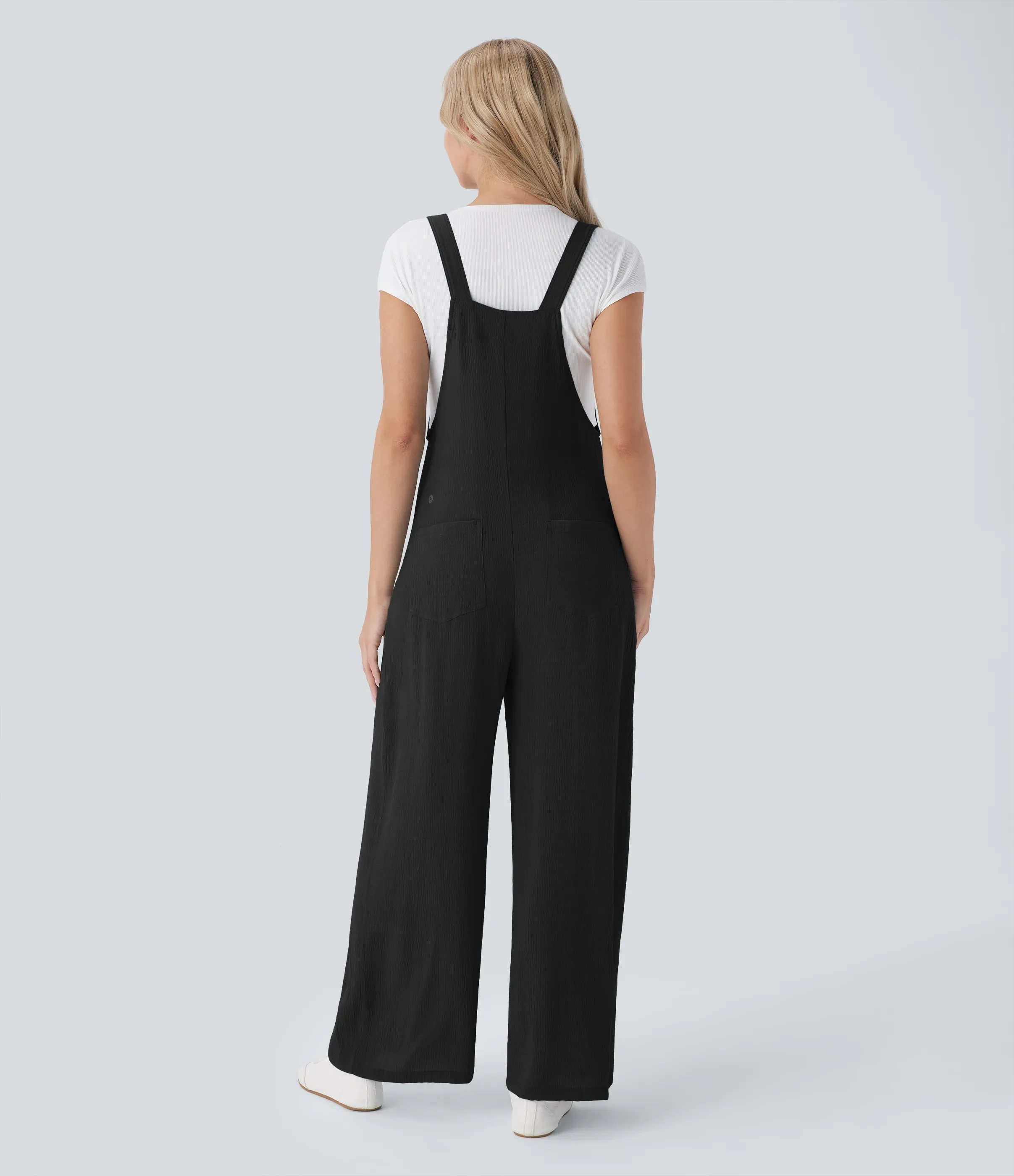 Halara Mono pierna ancha múltiple bolsillo botón correa ajustable - Black - XS(regular) sold by Halara product image thumbnail 3