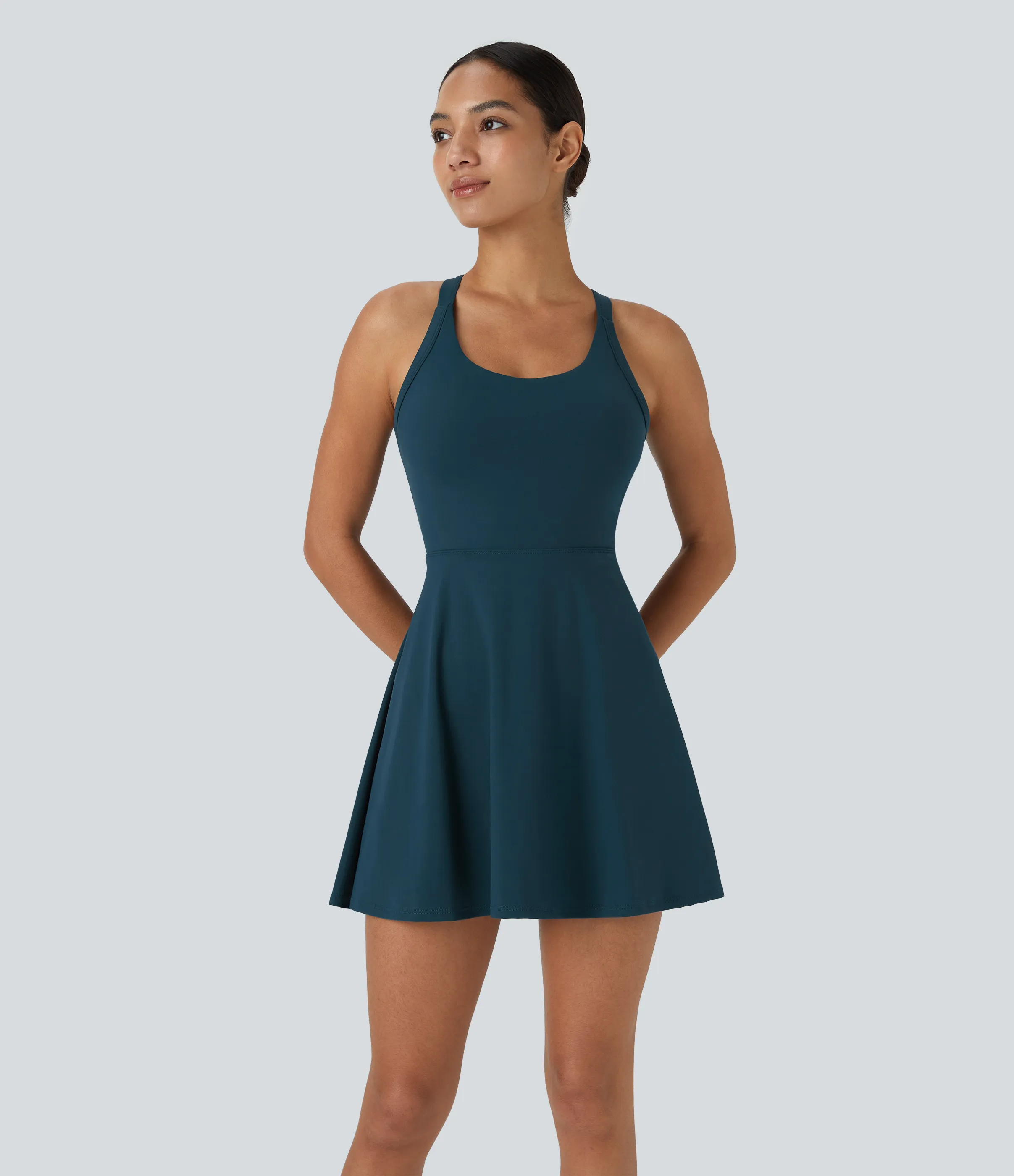 Halara Vestido deportivo sin espalda con diseño retorcido en copas D-F - Majolica Blue - S sold by Halara product image thumbnail 3