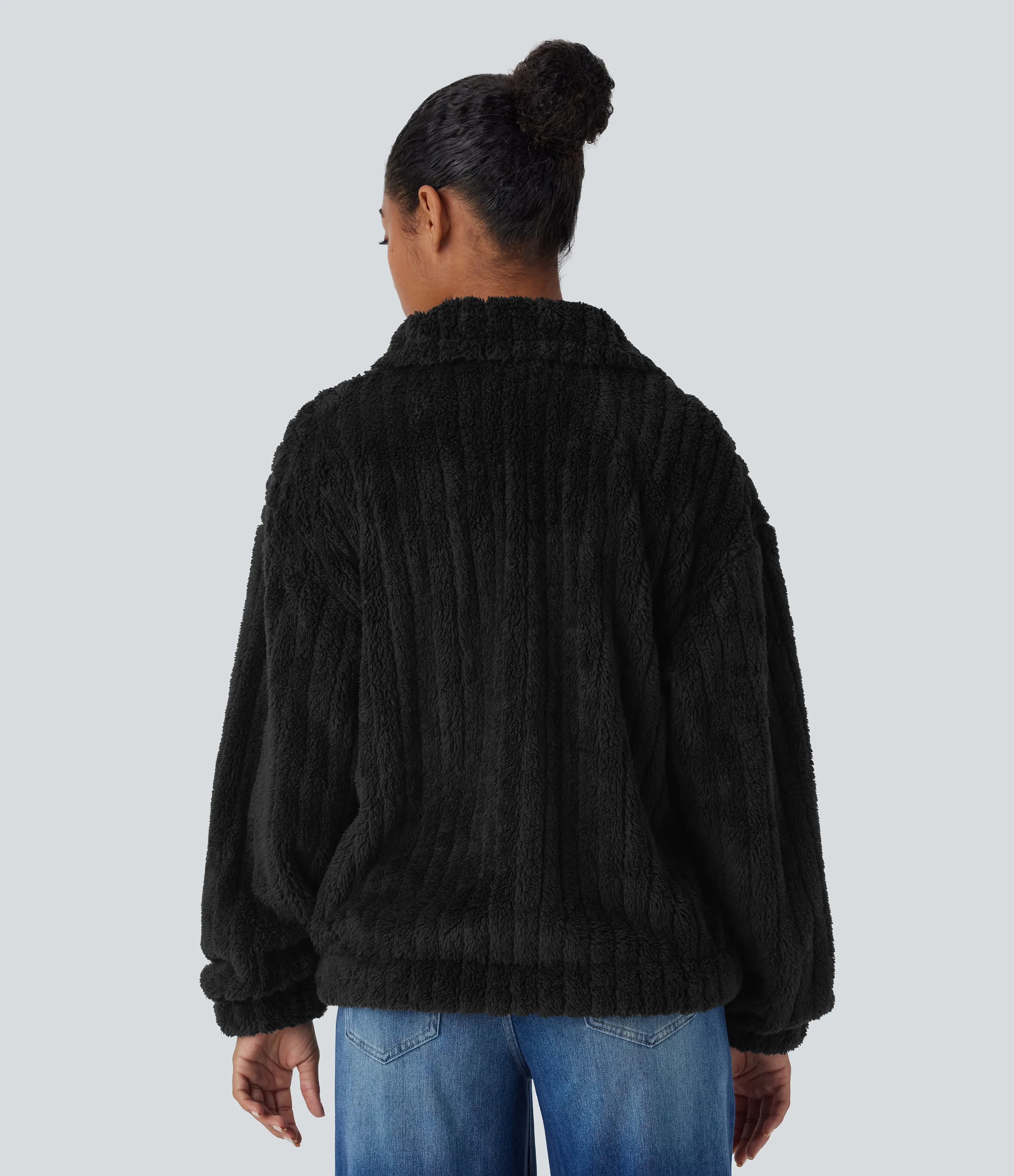 Halara Chaqueta sherpa cuello botón manga larga - Black - XL sold by Halara product image thumbnail 3
