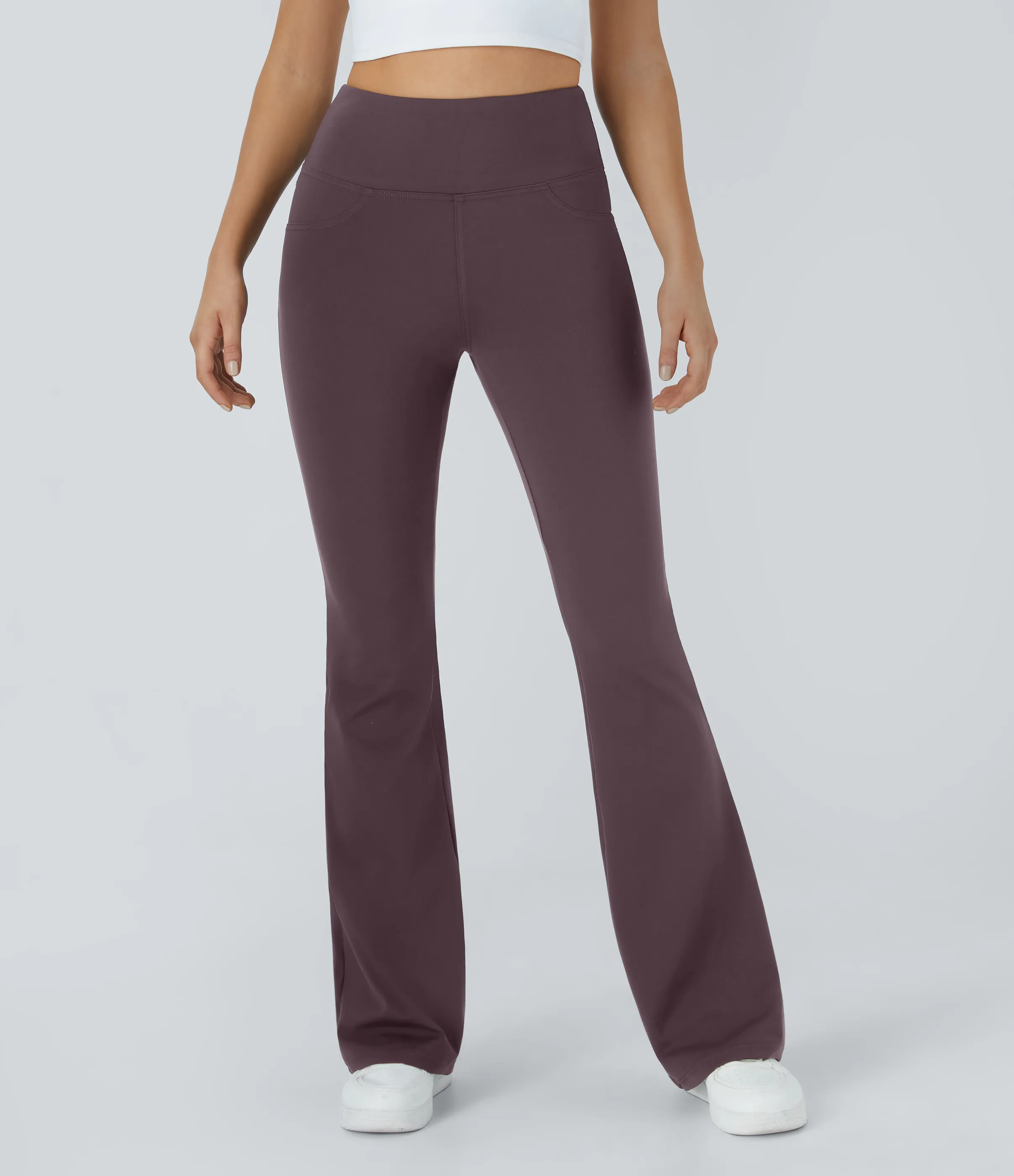 Halara Leggings de yoga acampanados de tiro alto con bolsillos - Dusky Evening purple - S(tall) sold by Halara product image thumbnail 4