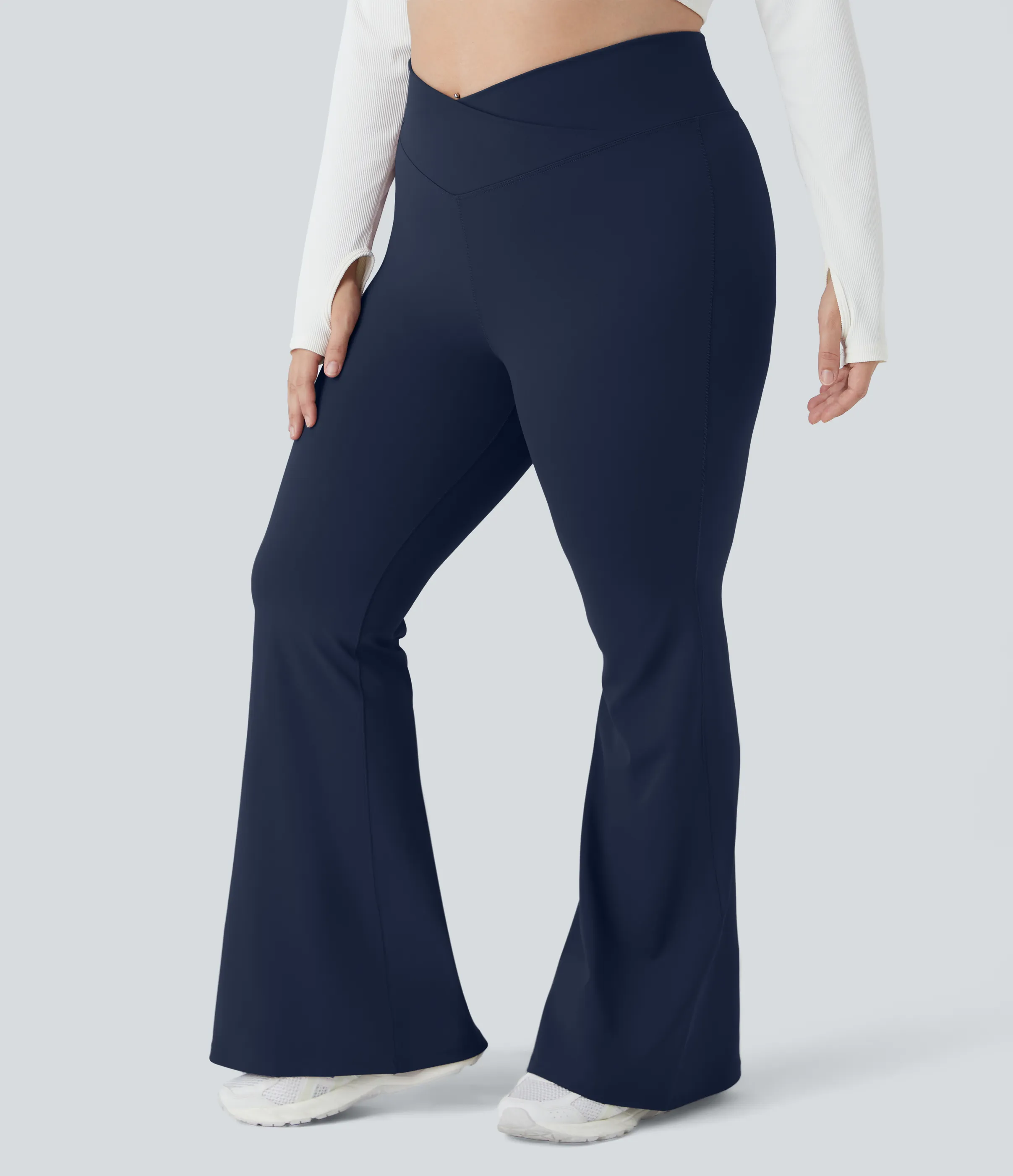 Halara Leggings súper acampanados cintura V alle alto bolsillo trasero talla plus - Midnight Blue - 1X sold by Halara